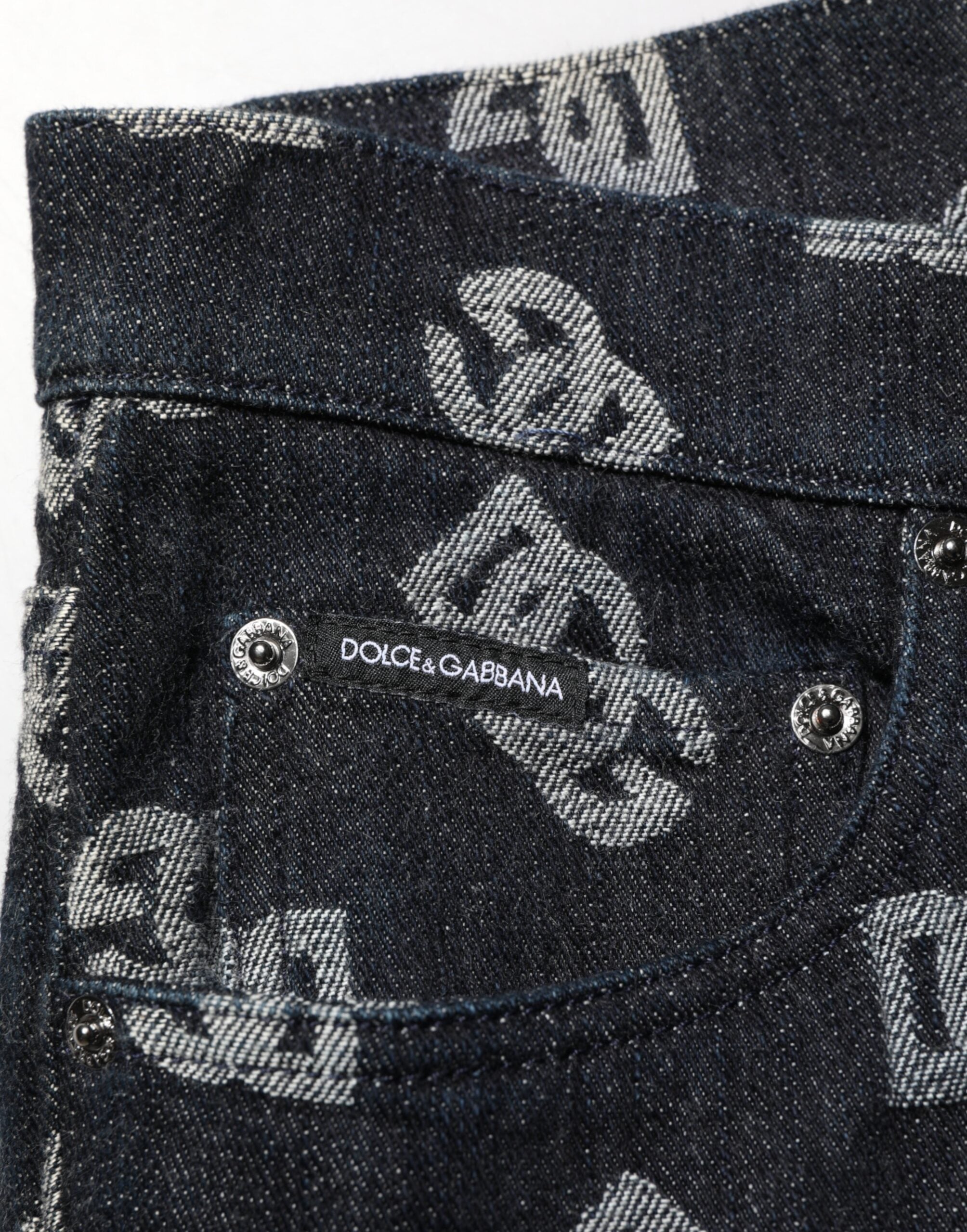 Dolce & Gabbana Schwarze DG Monogram Baumwolle Skinny Denim Jeans