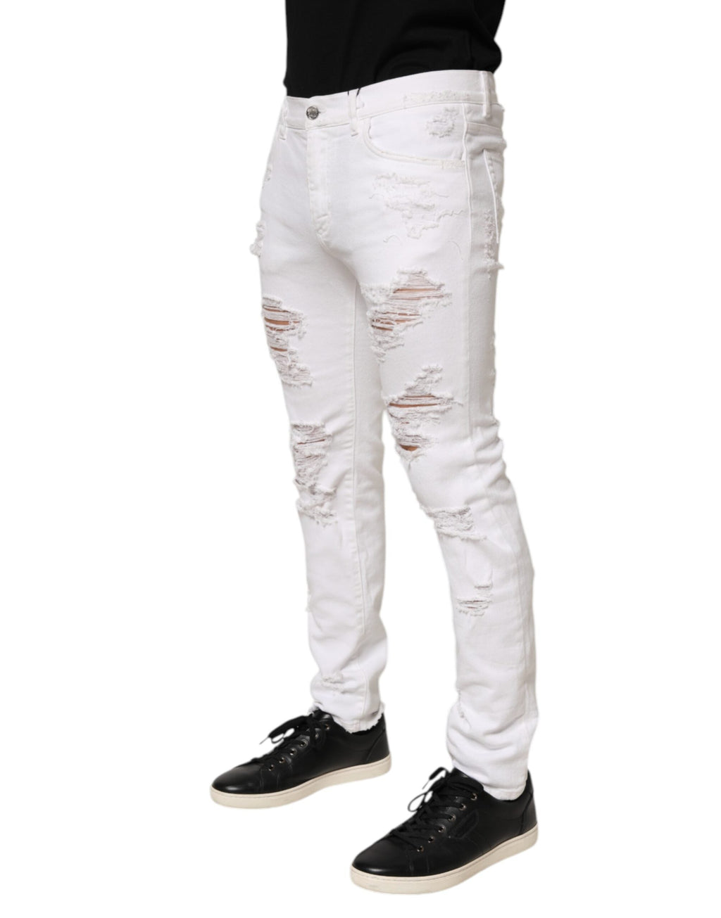 Dolce & Gabbana Weiße zerrissene Denim-Hosenjeans