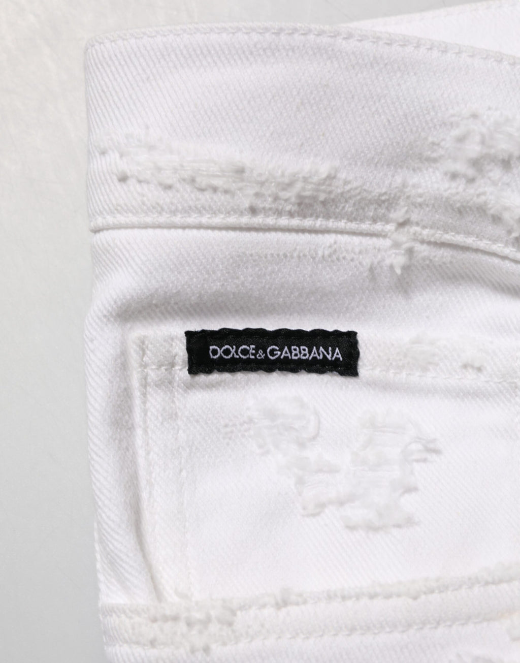 Dolce & Gabbana Weiße zerrissene Denim-Hosenjeans