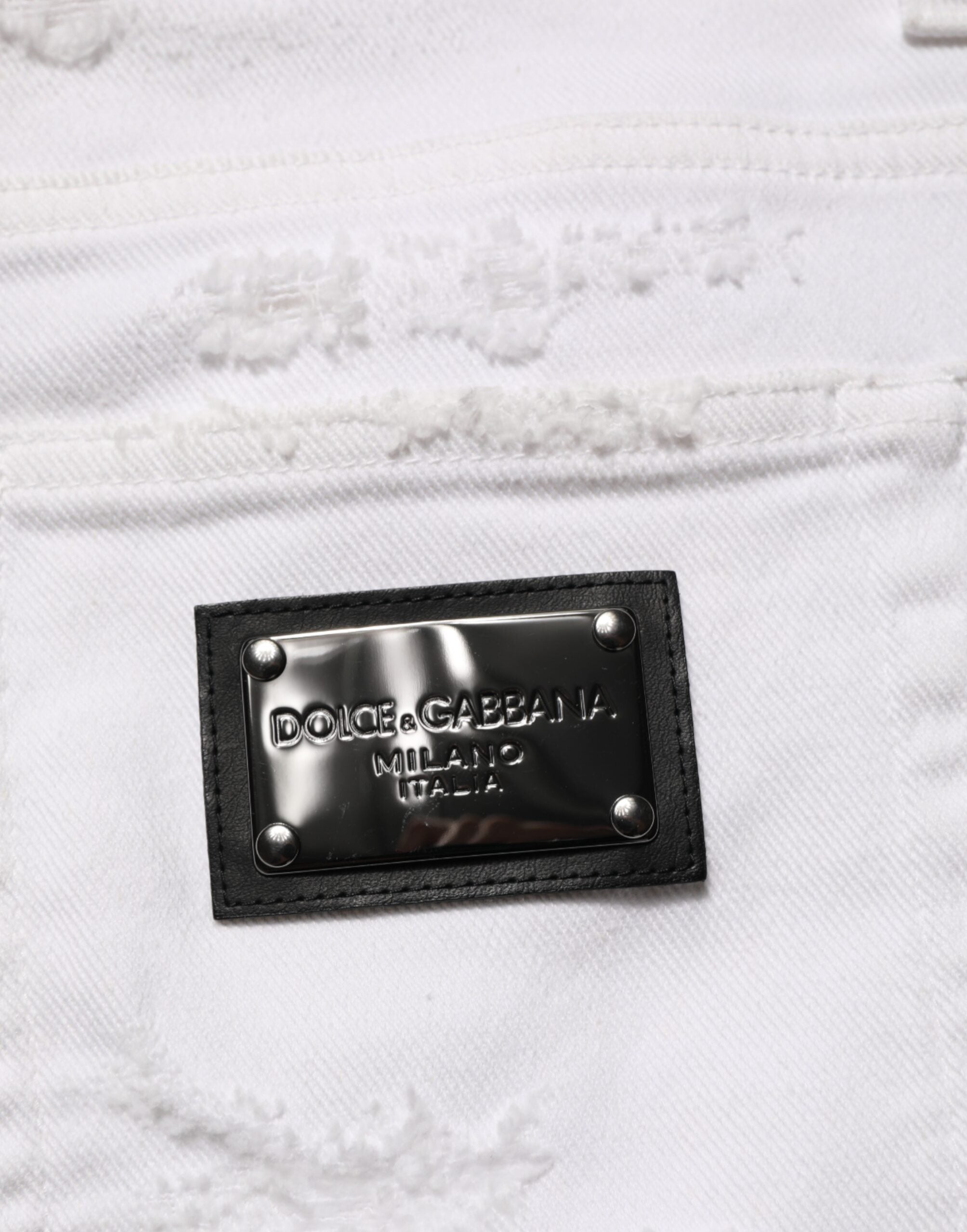 Dolce & Gabbana Weiße zerrissene Denim-Hosenjeans