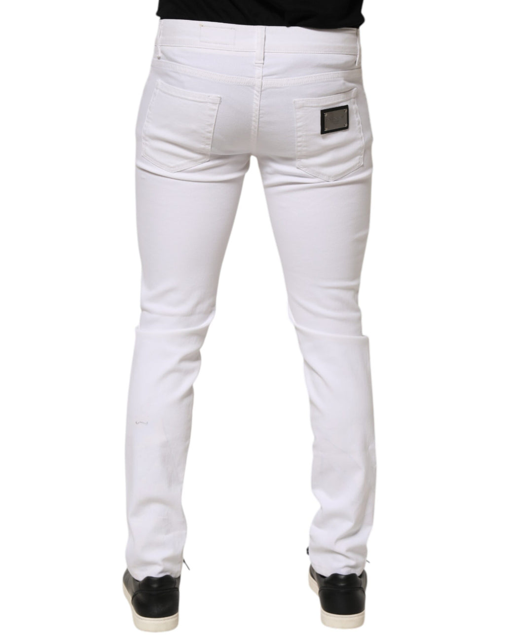 Dolce & Gabbana Weiße Ripped Cotton Skinny Herren Denim Jeans