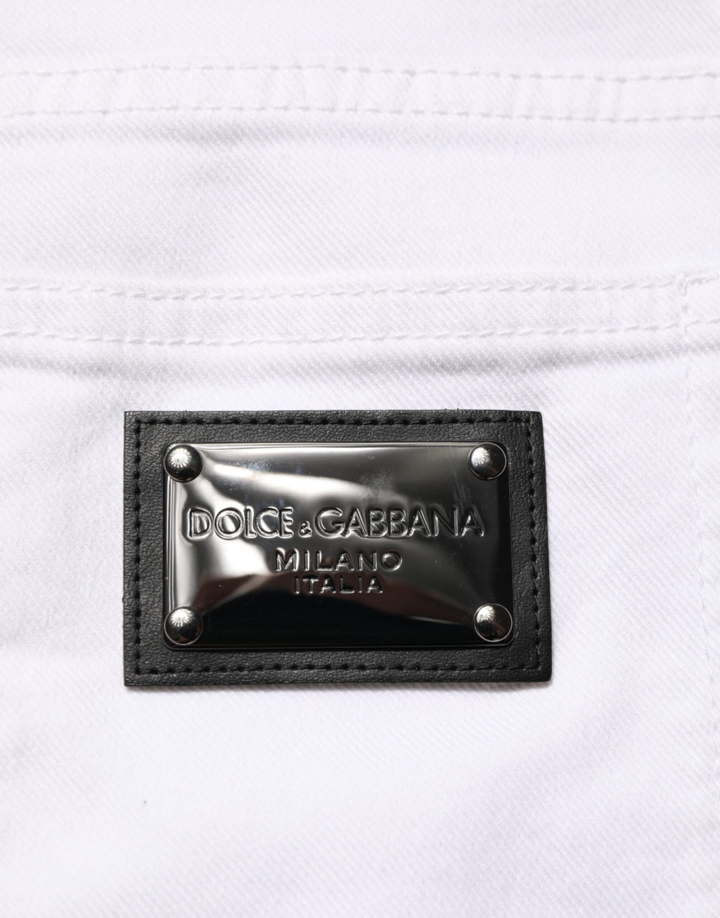 Dolce & Gabbana Weiße Ripped Cotton Skinny Herren Denim Jeans