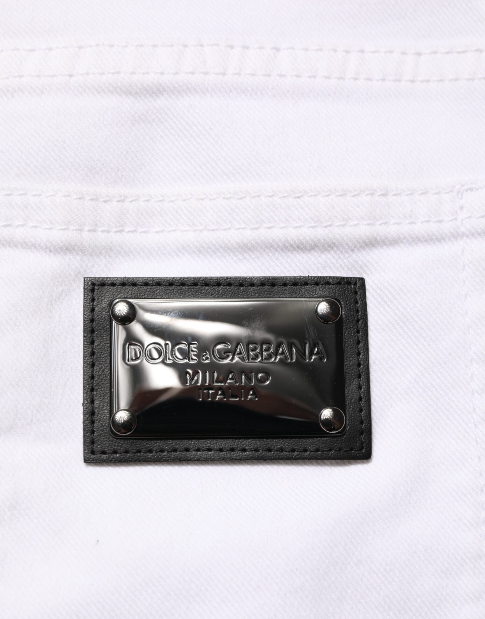 Dolce & Gabbana Weiße Ripped Cotton Skinny Herren Denim Jeans