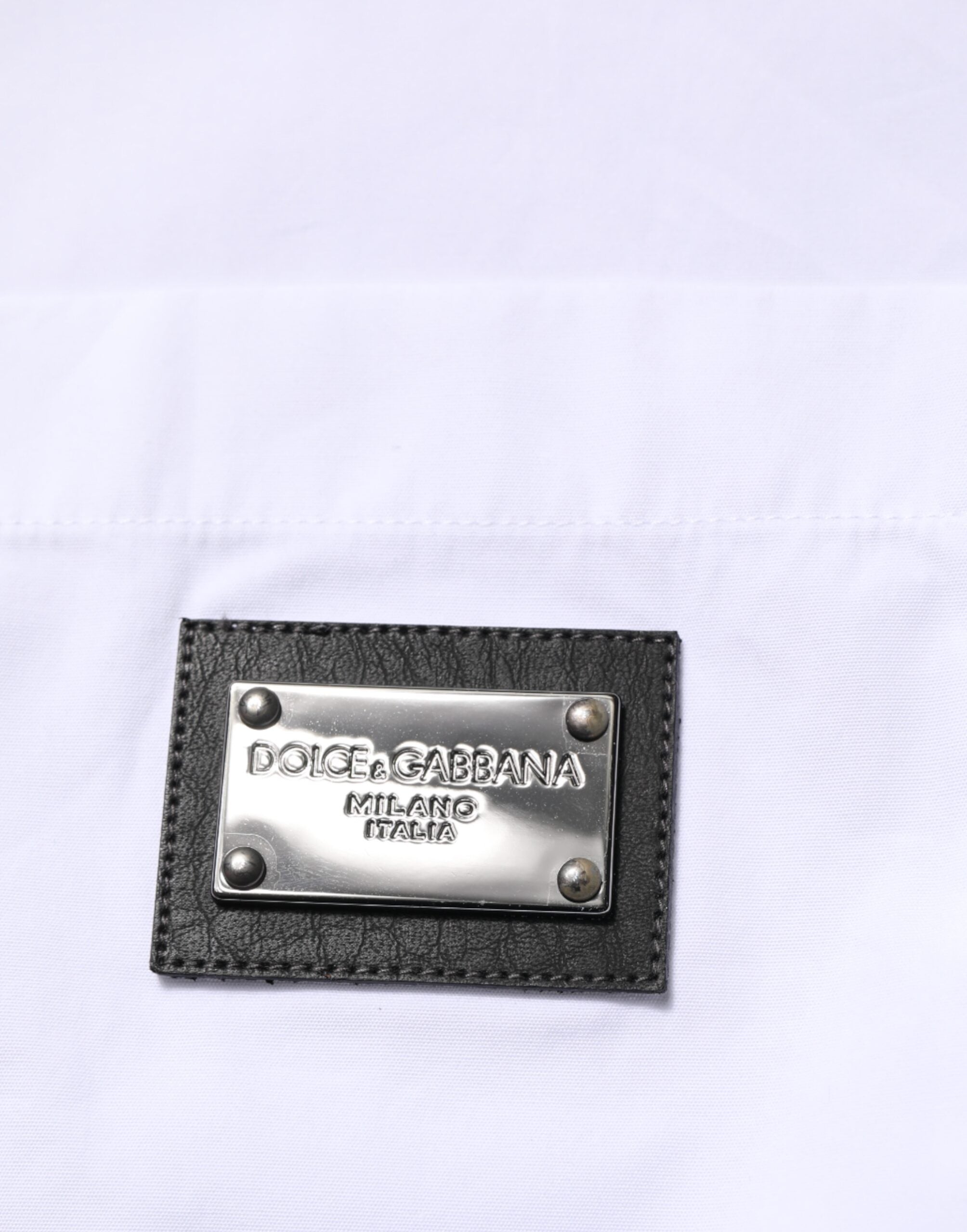 Dolce & Gabbana Weißes Logo-Plaque Hemd mit Kragen für formelle Anlässe