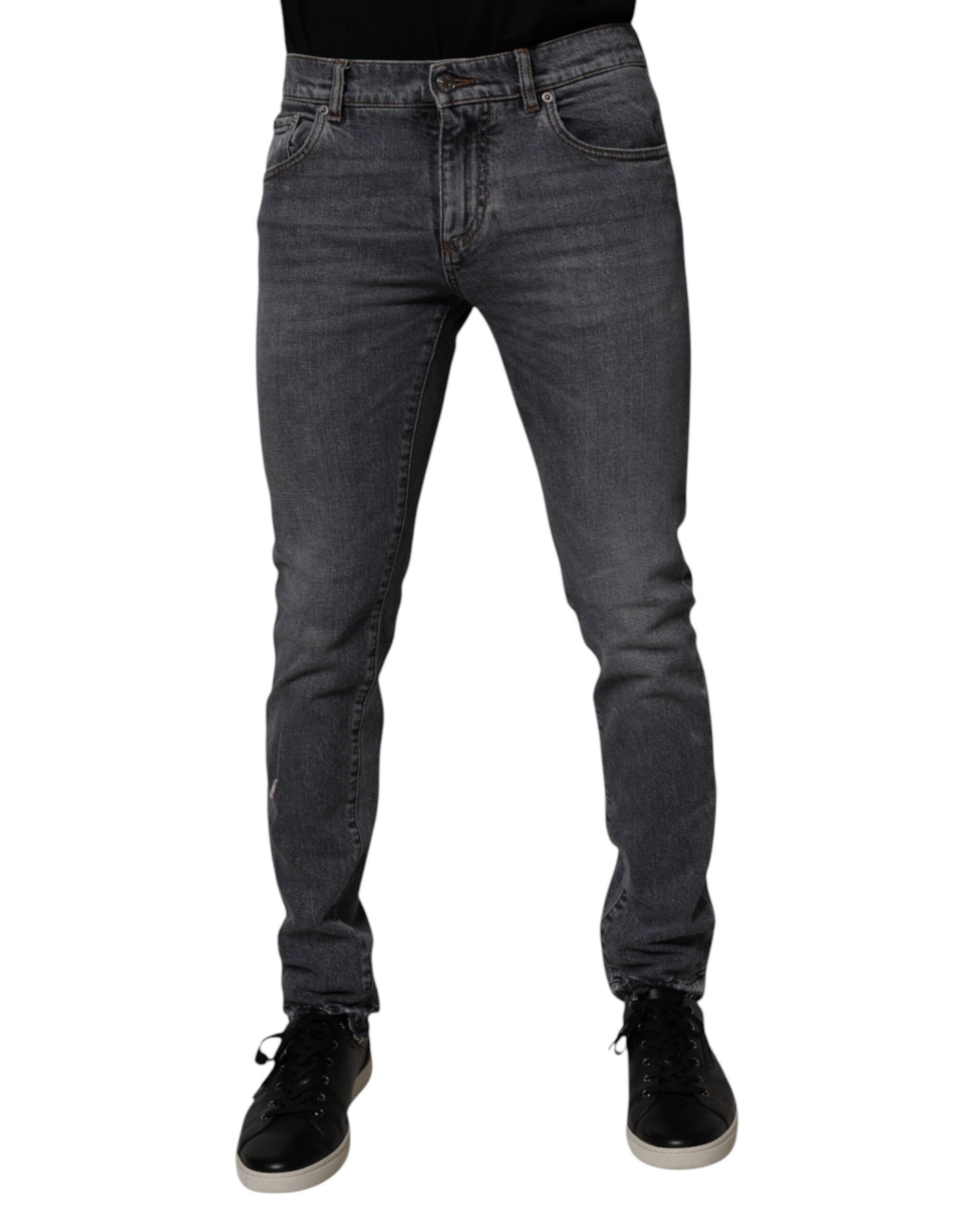 Dolce & Gabbana Dunkelgraue Baumwoll-Stretch-Skinny-Denim-Jeans