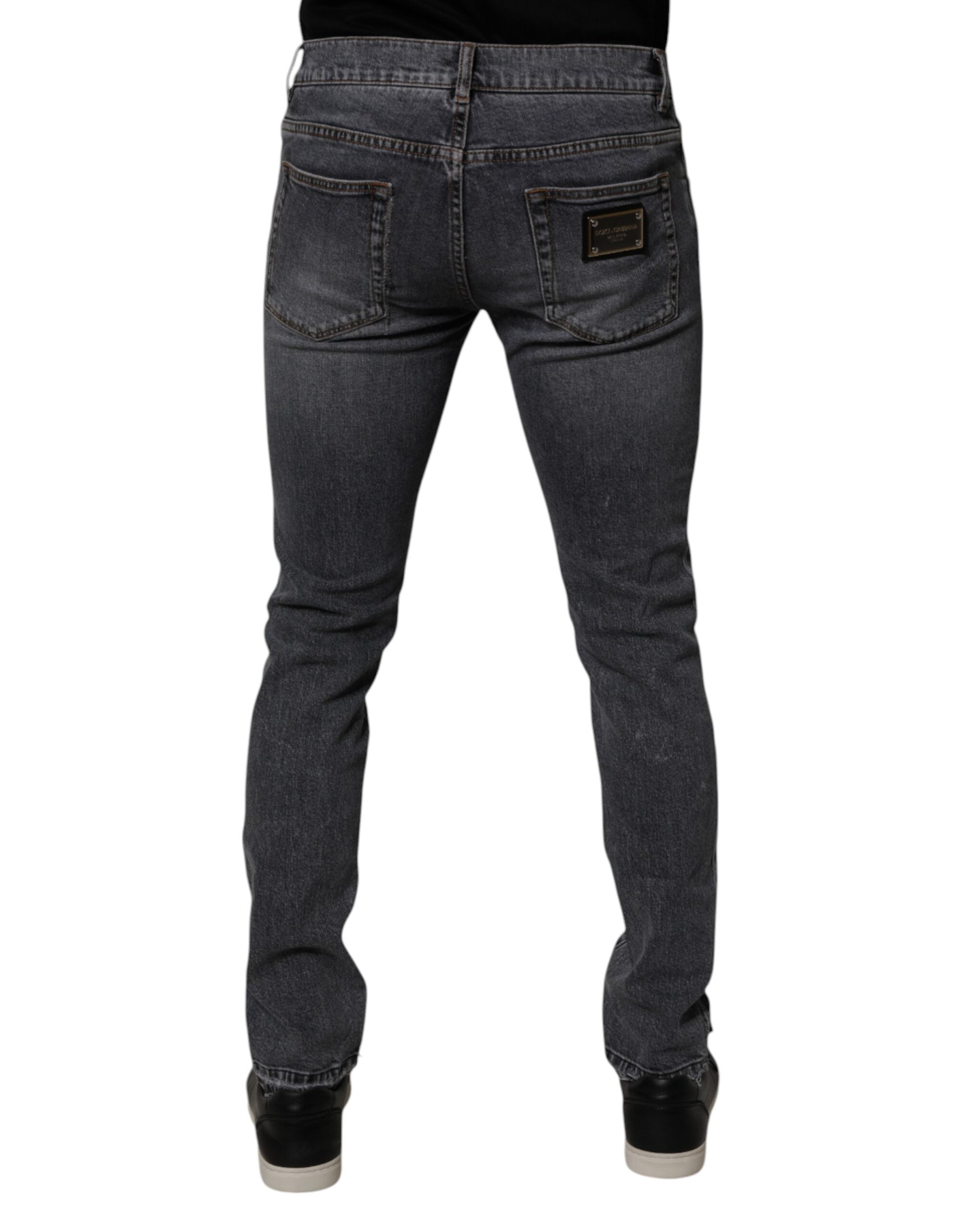 Dolce & Gabbana Dunkelgraue Baumwoll-Stretch-Skinny-Denim-Jeans