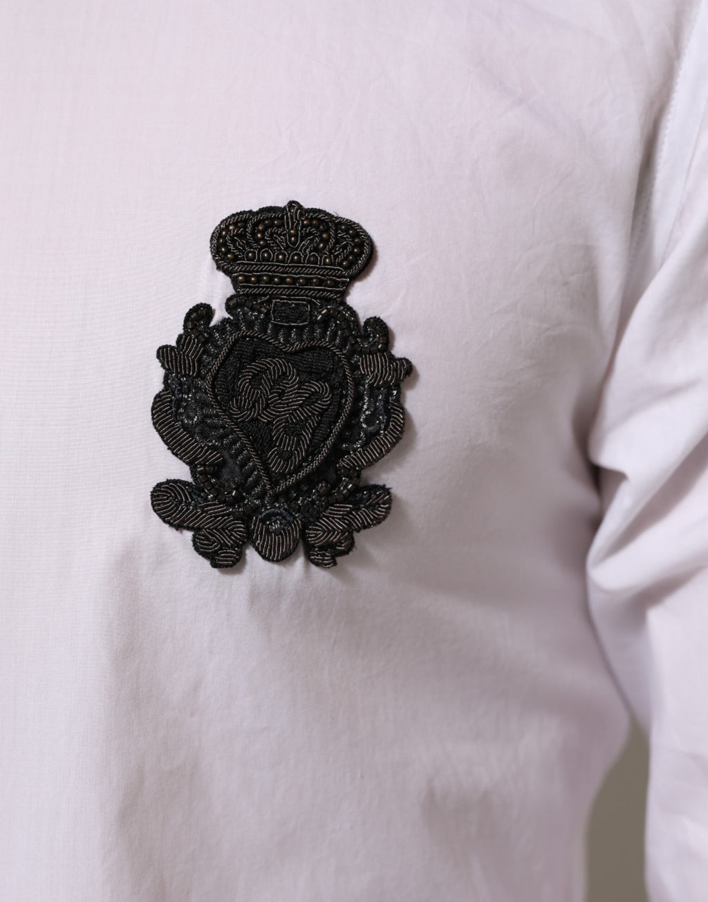 Dolce & Gabbana Weißes DGPatch Hemd aus Baumwolle GOLD