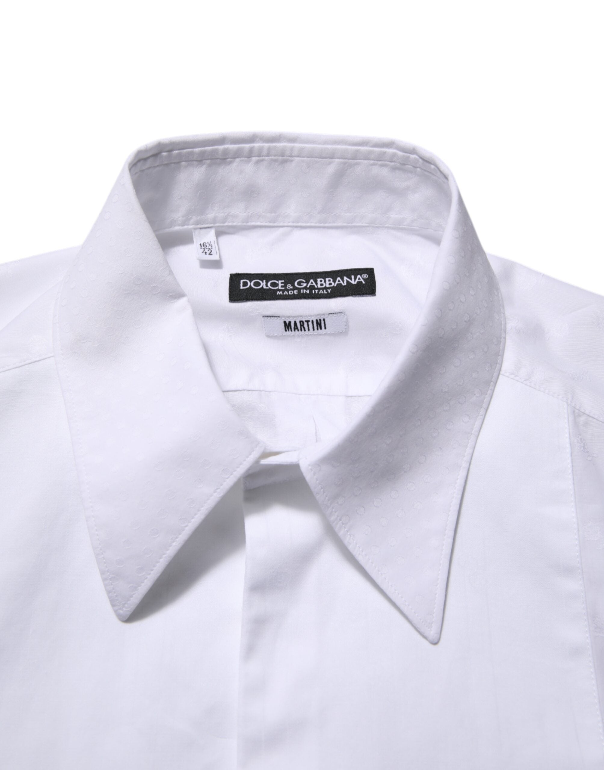 Dolce & Gabbana Weißes Baumwollhemd MARTINI Bib Formal Dress Shirt