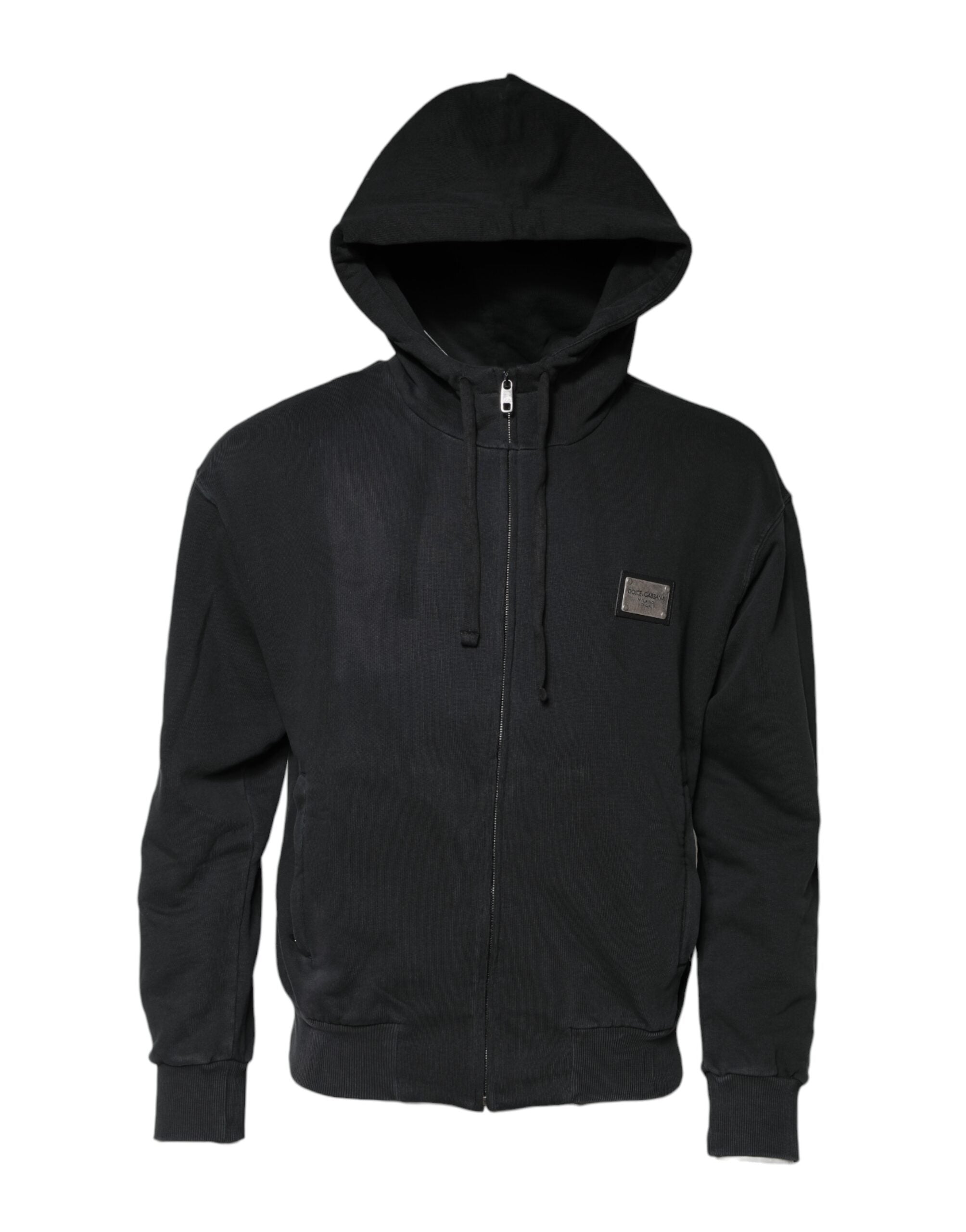 Dolce & Gabbana Schwarzes Logo FullZip Sweatshirt mit Kapuze Pullover