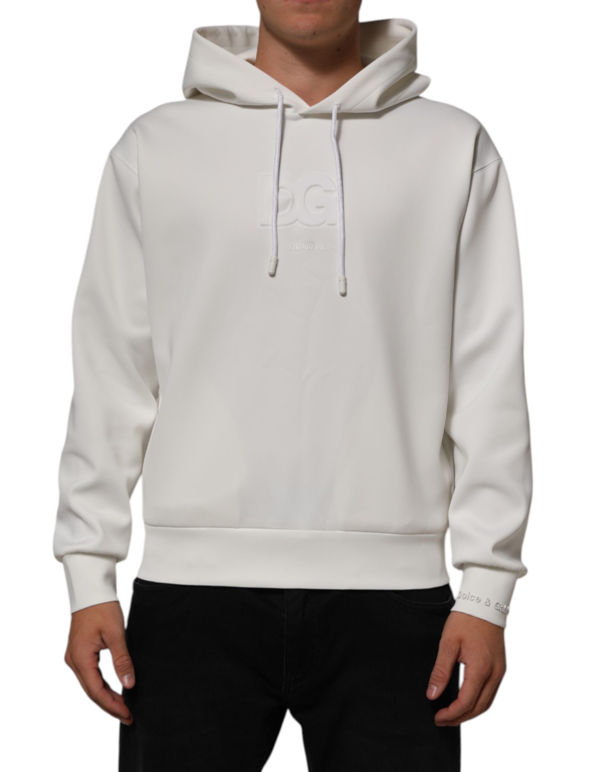 Dolce & Gabbana Weißes Logo-Kapuzen-Sweatshirt für Männer Pullover