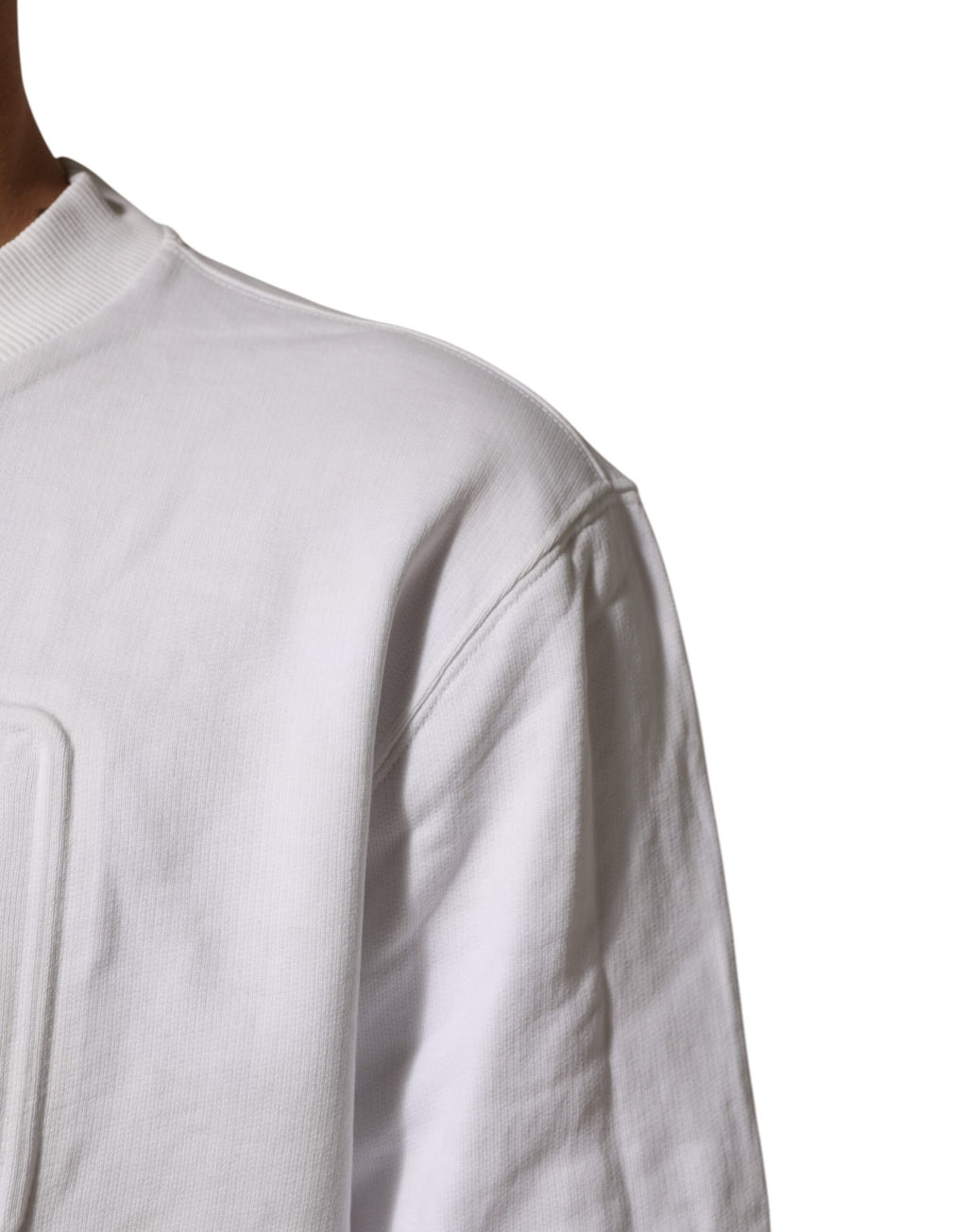 Dolce & Gabbana Weißes geprägtes Logo Männer Sweatshirt Pullover