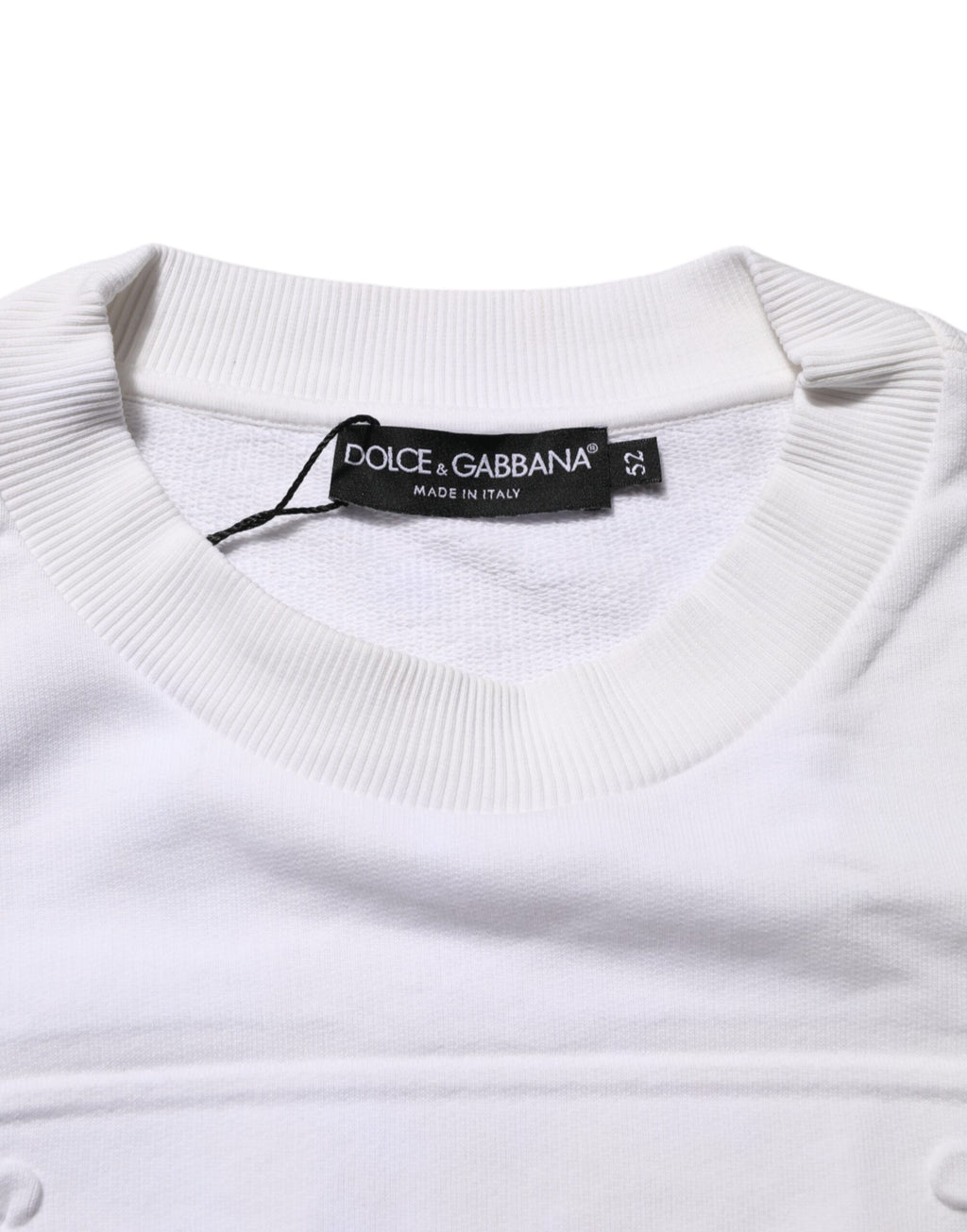 Dolce & Gabbana Weißes geprägtes Logo Männer Sweatshirt Pullover