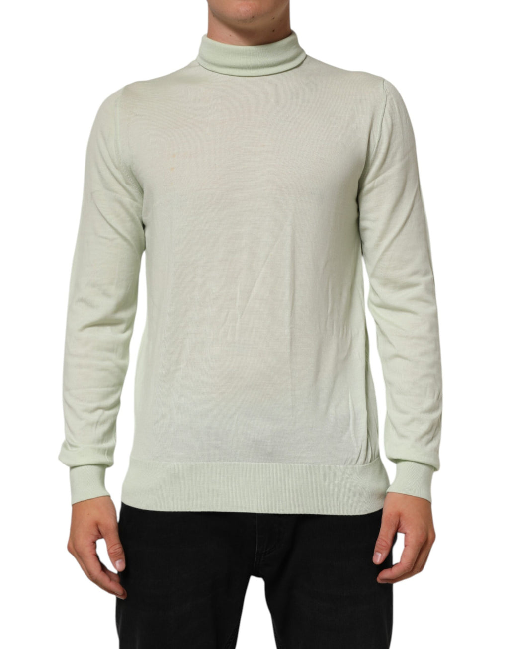 Dolce & Gabbana Hellgrüner Logo-Rollkragenpullover
