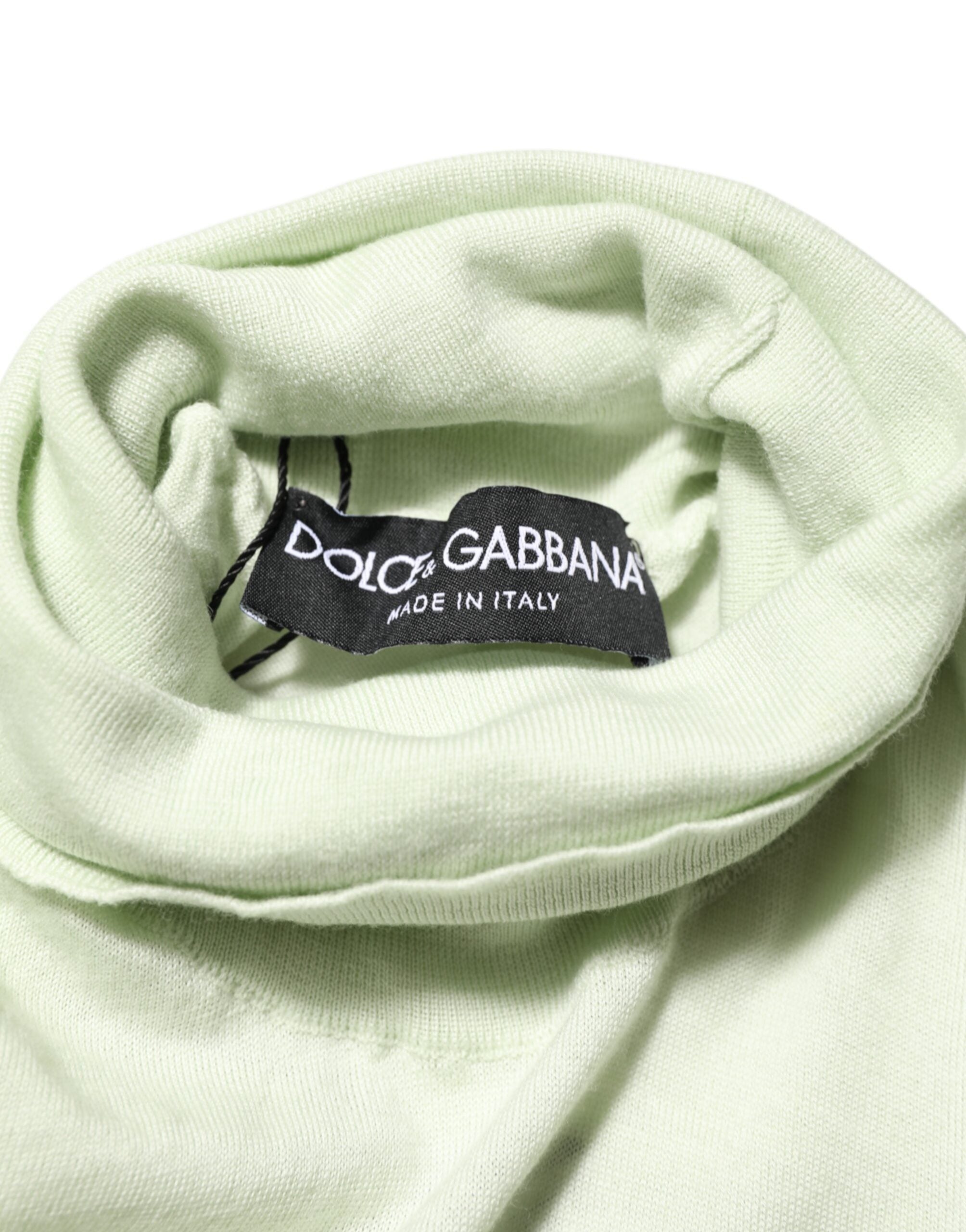 Dolce & Gabbana Hellgrüner Logo-Rollkragenpullover