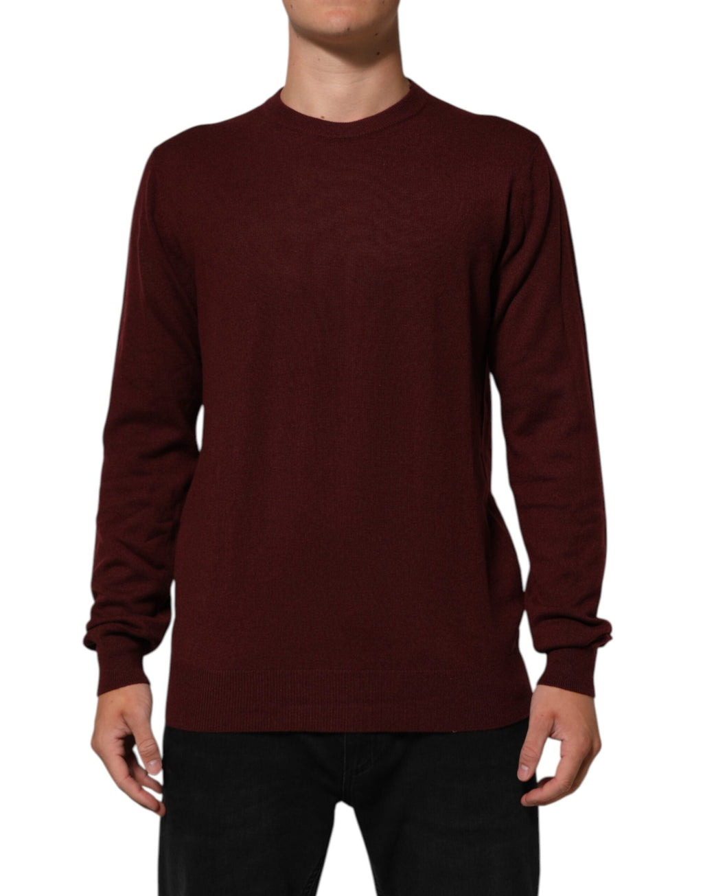 Dolce & Gabbana Kastanienbrauner Kaschmirpullover mit Rundhalsausschnitt