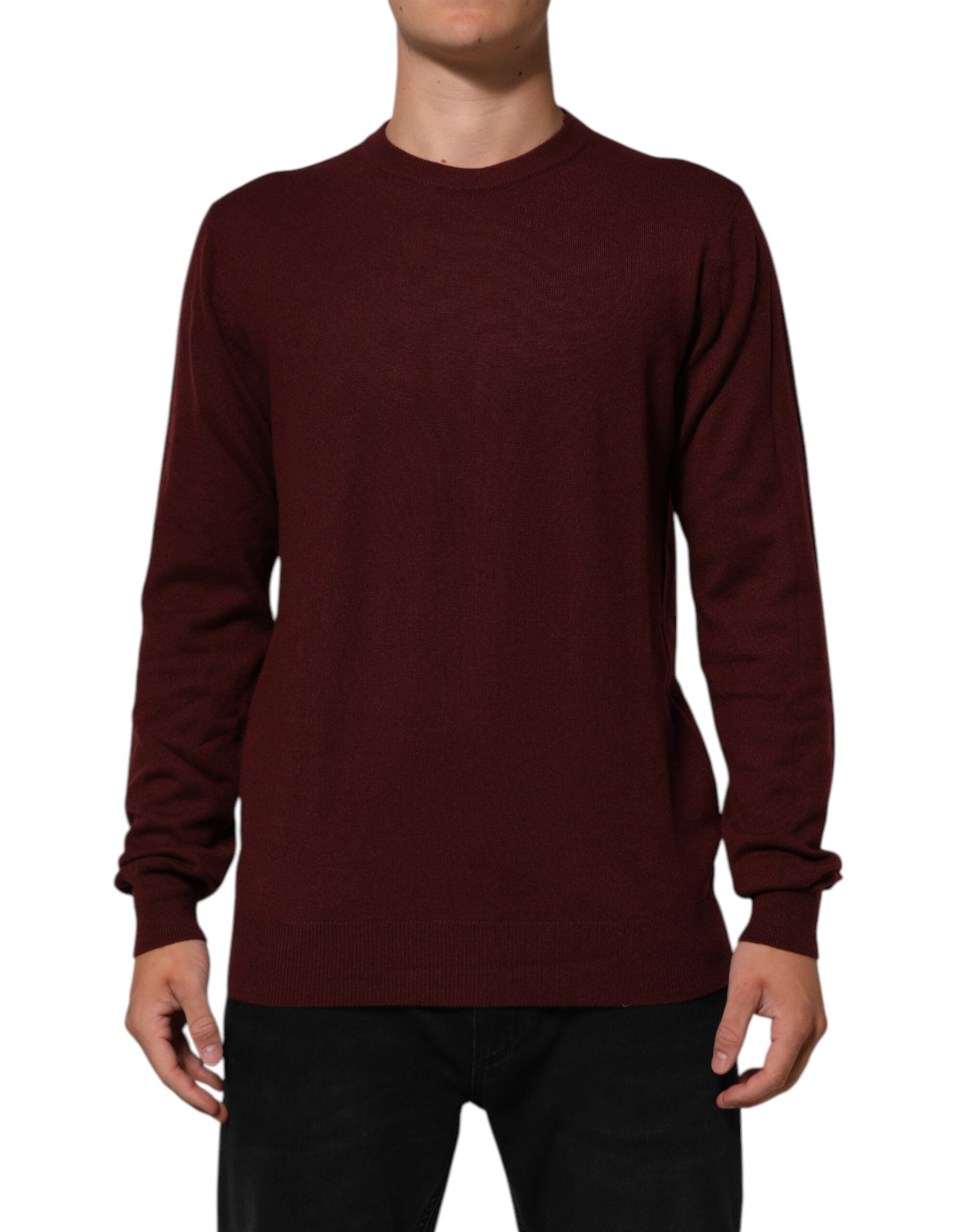 Dolce & Gabbana Kastanienbrauner Kaschmirpullover mit Rundhalsausschnitt