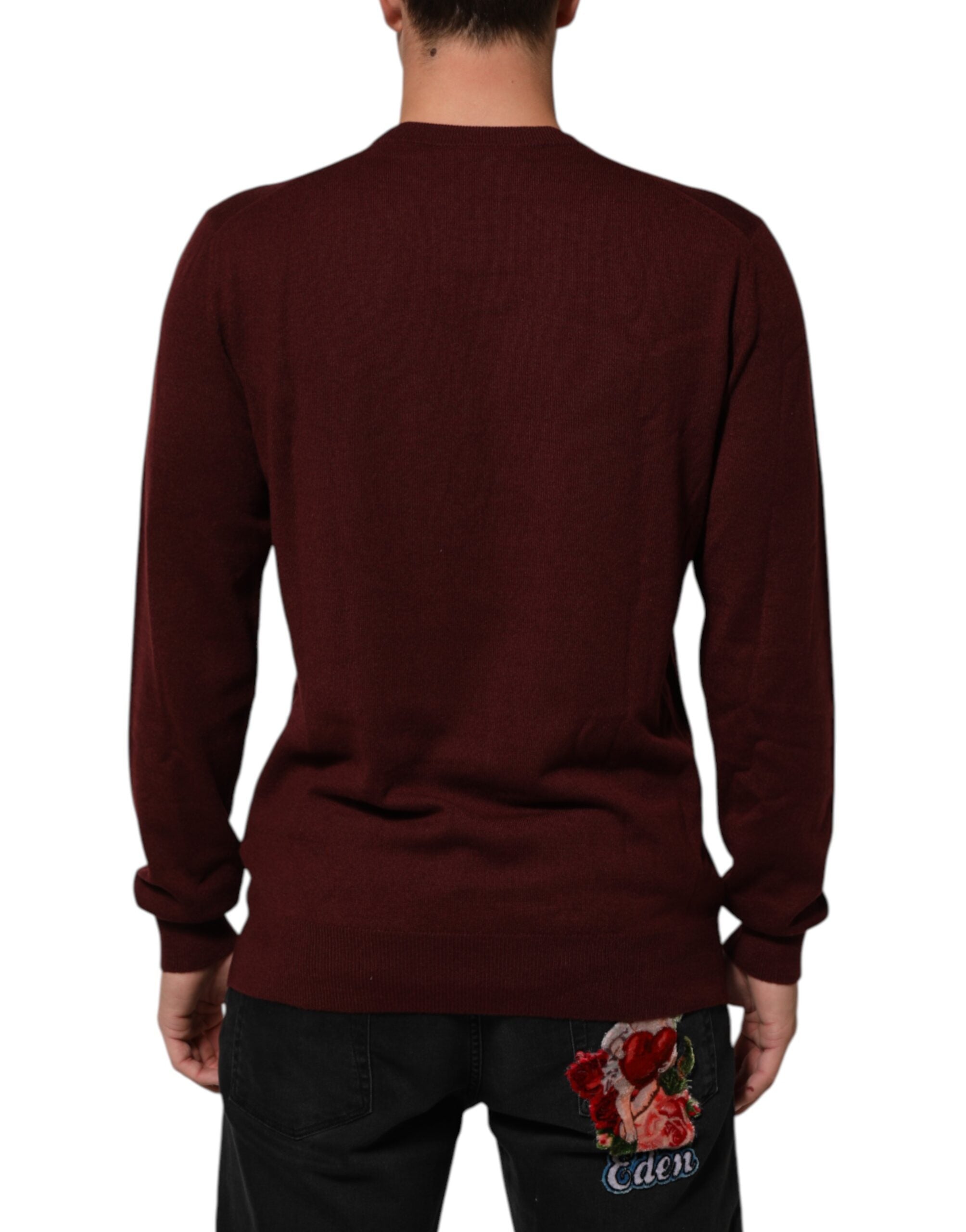Dolce & Gabbana Kastanienbrauner Kaschmirpullover mit Rundhalsausschnitt