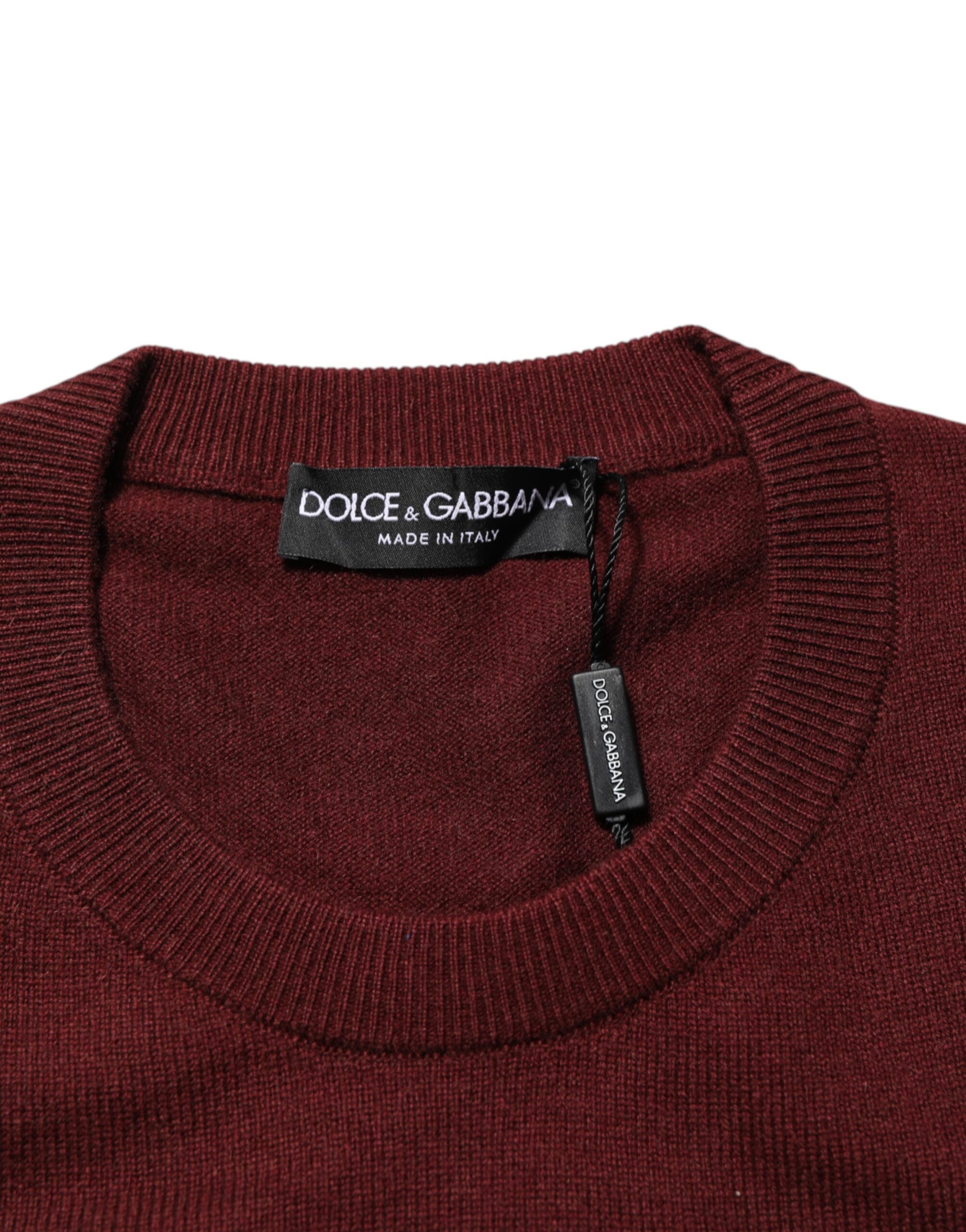 Dolce & Gabbana Kastanienbrauner Kaschmirpullover mit Rundhalsausschnitt