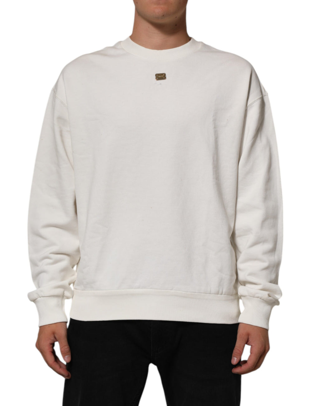 Dolce & Gabbana Weißes DG Logo Rundhals-Sweatshirt Pullover