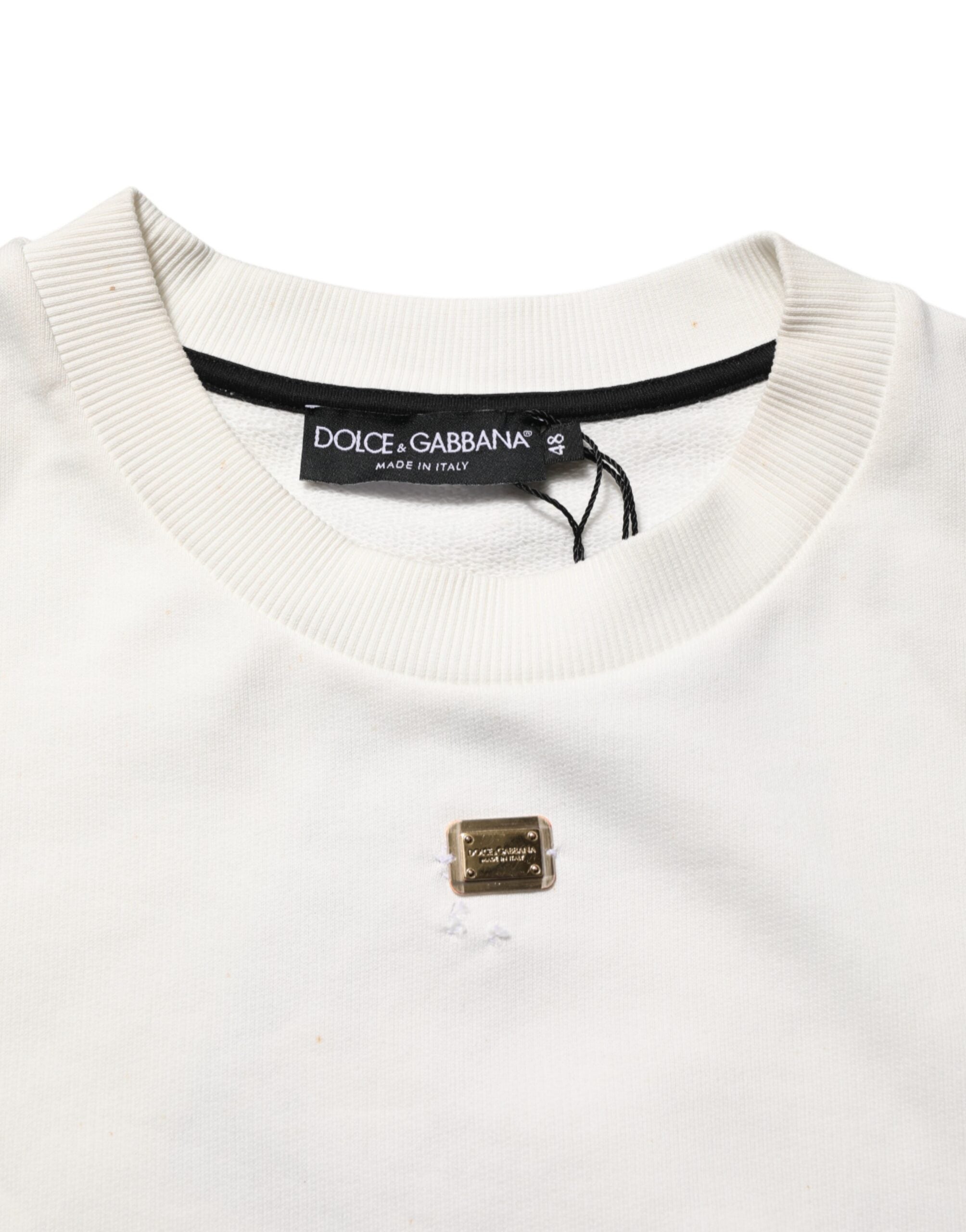 Dolce & Gabbana Weißes DG Logo Rundhals-Sweatshirt Pullover