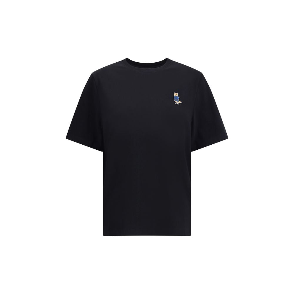 Maison Kitsuné Schwarzes Baumwoll-T-Shirt