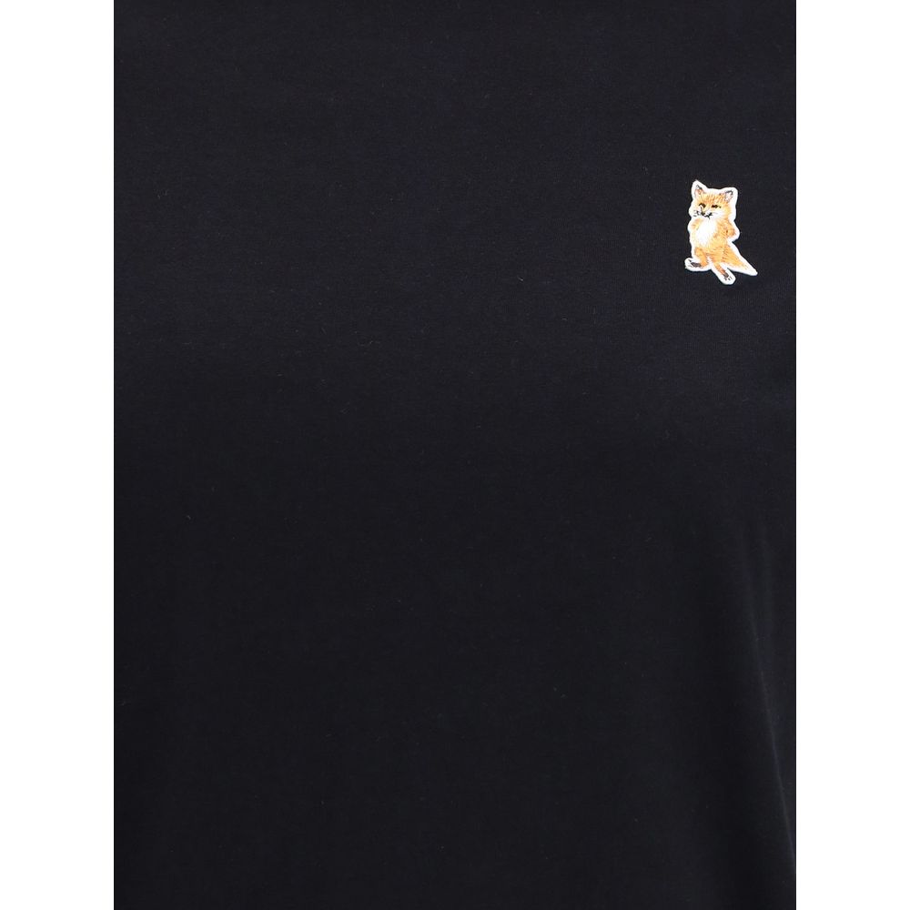 Maison Kitsuné Schwarzes Baumwoll-T-Shirt