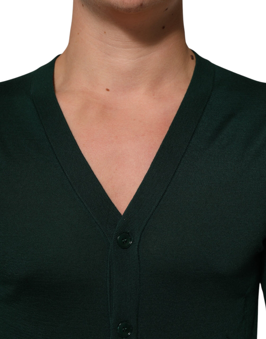 Dolce & Gabbana Dunkelgrüner Button Down Herren Strickjacke Pullover