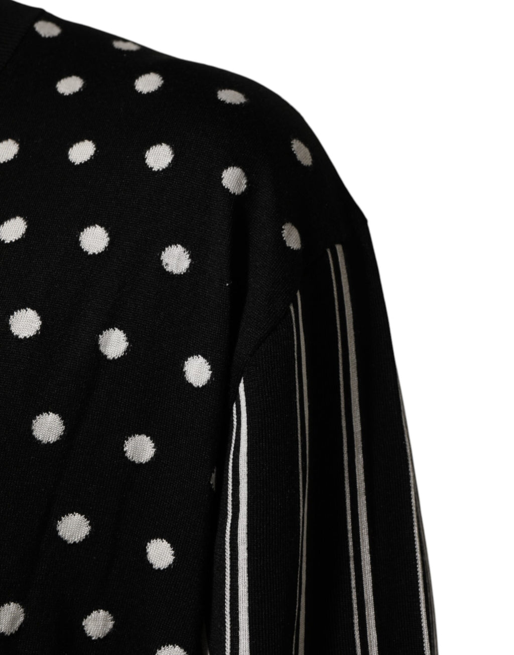 Dolce & Gabbana Schwarz-weiß gestreifter V-Ausschnitt Pullover mit Polka