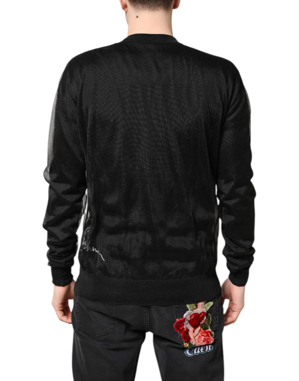 Dolce & Gabbana Schwarzes Logo-Polyester Sweatshirt mit Rundhalsausschnitt Pullover