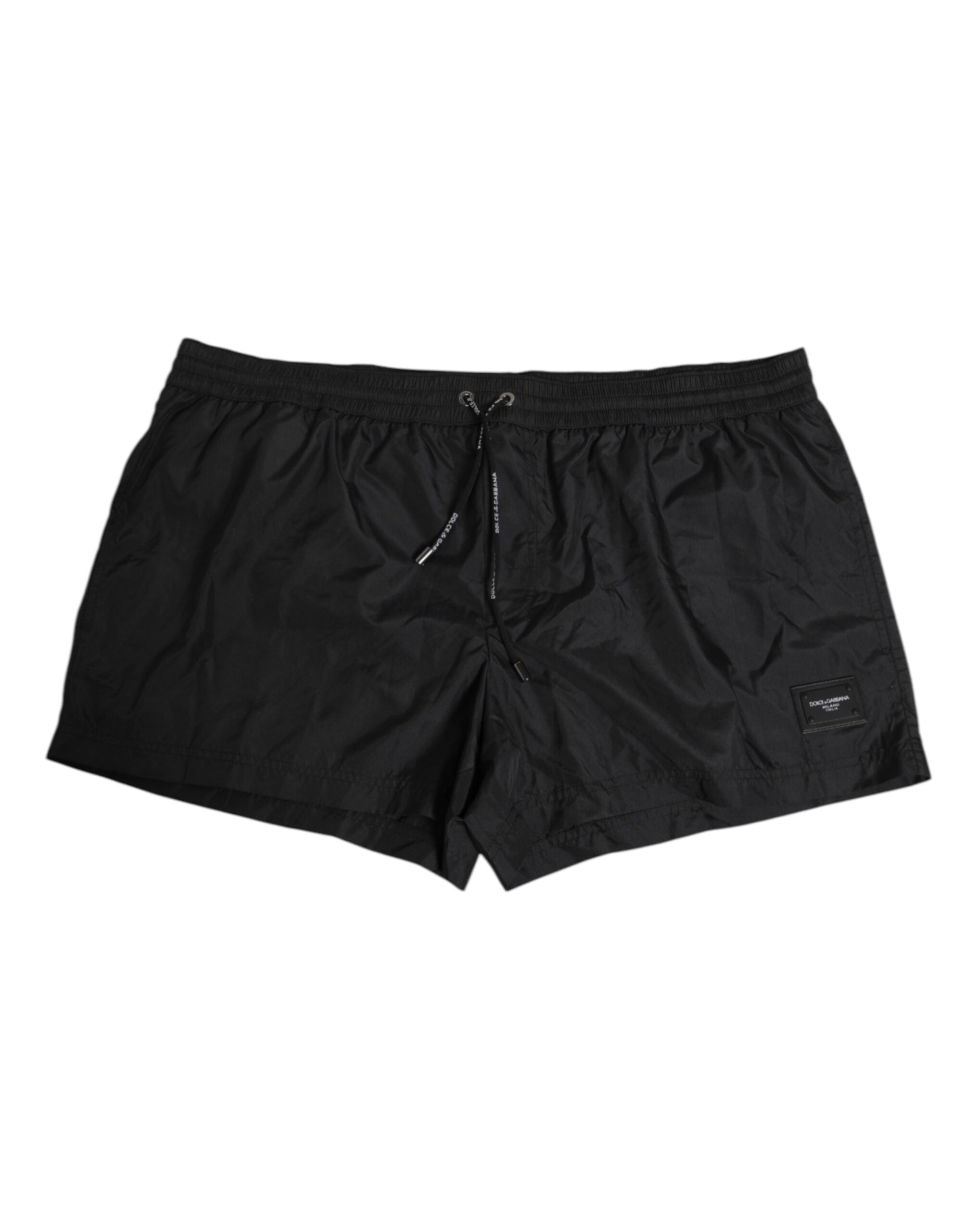 Dolce & Gabbana Schwarzes Logo Polyester Strandbekleidung Shorts Bademode