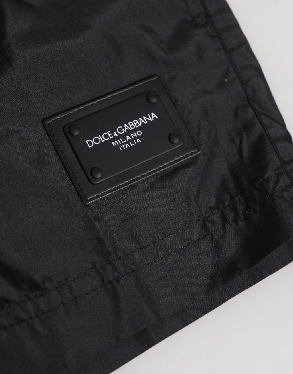 Dolce & Gabbana Schwarzes Logo Polyester Strandbekleidung Shorts Bademode