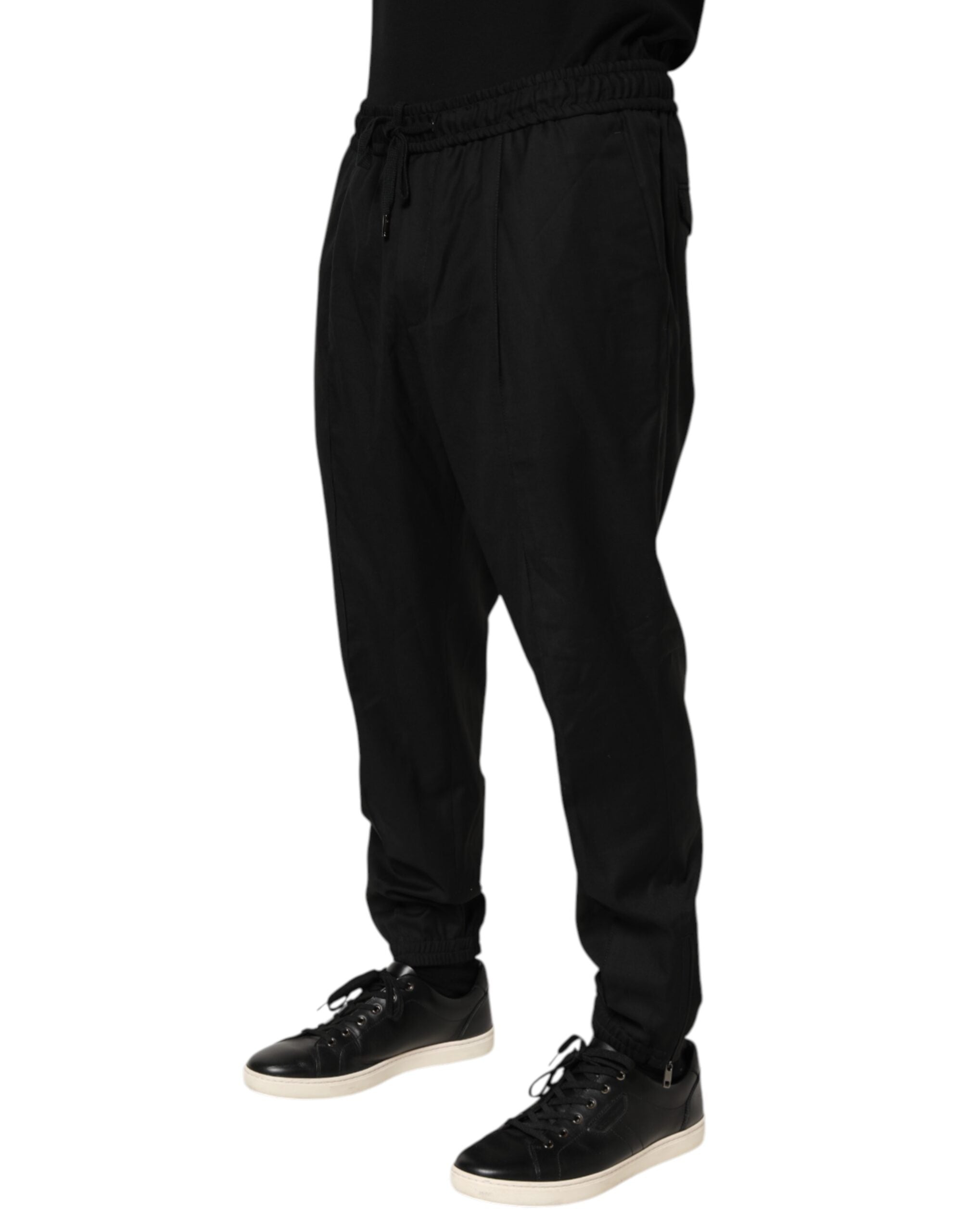 Dolce & Gabbana Schwarzer Kordelzug Männer Jogger Sweatpants Hosen