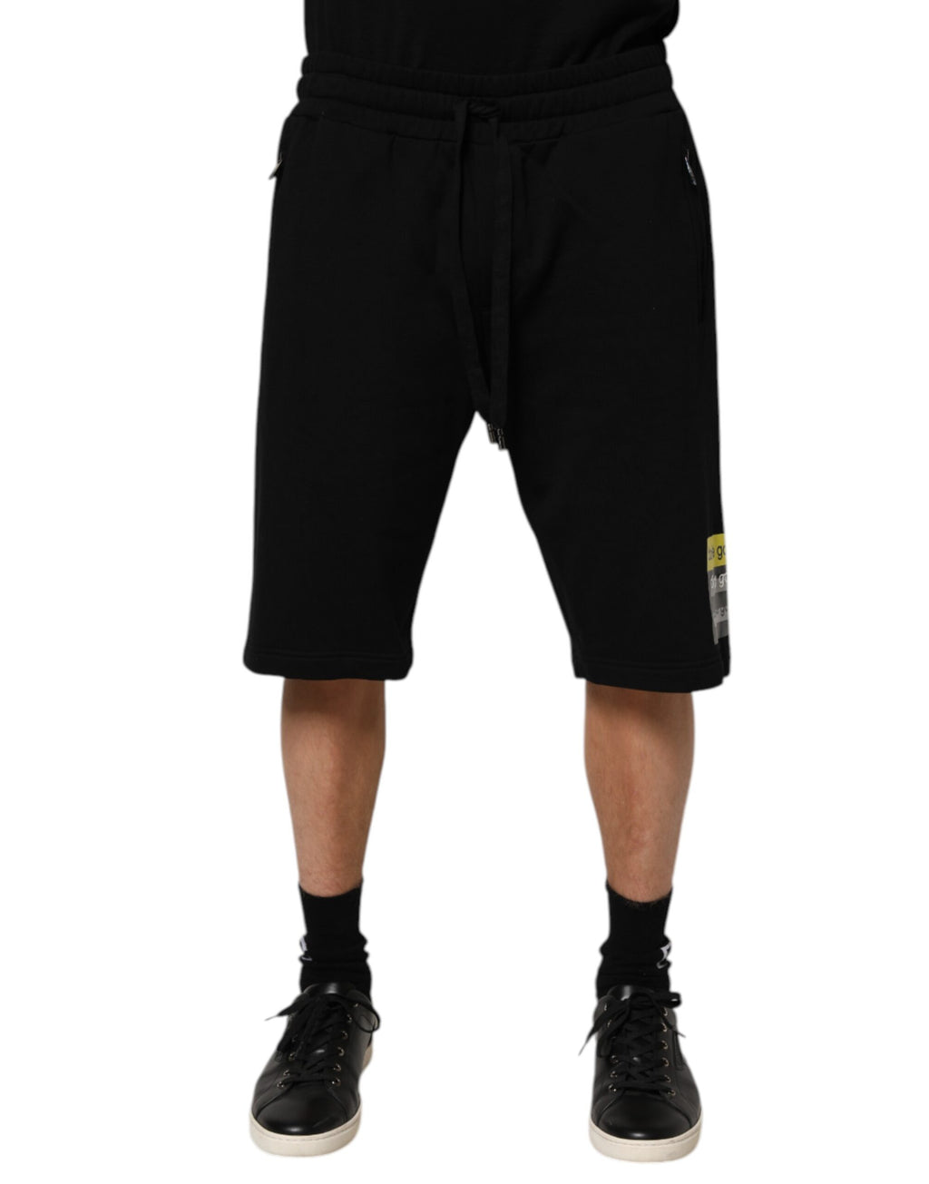 Dolce & Gabbana Schwarze Bermudashorts aus Baumwolle mit mittlerer Taille