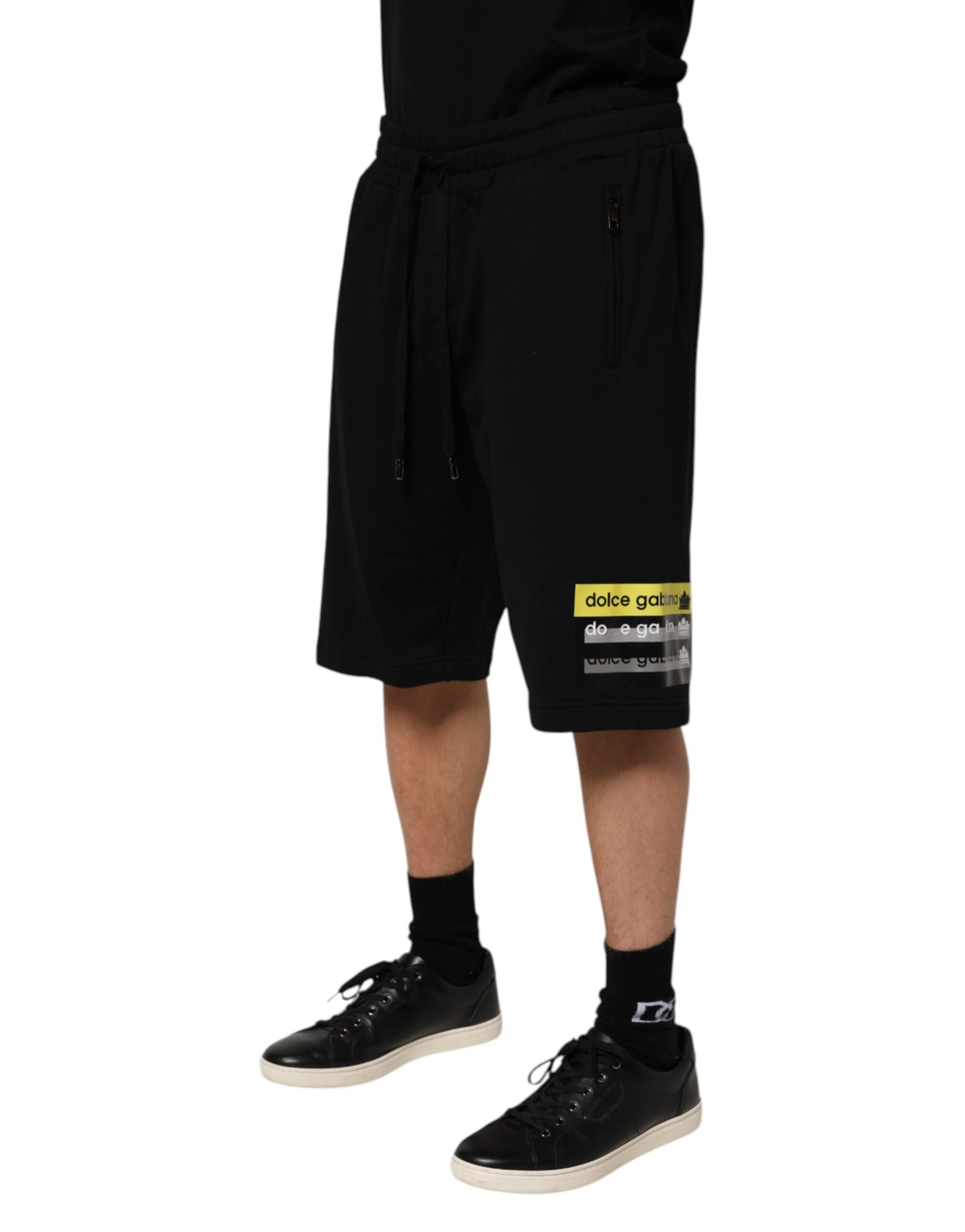 Dolce & Gabbana Schwarze Bermudashorts aus Baumwolle mit mittlerer Taille