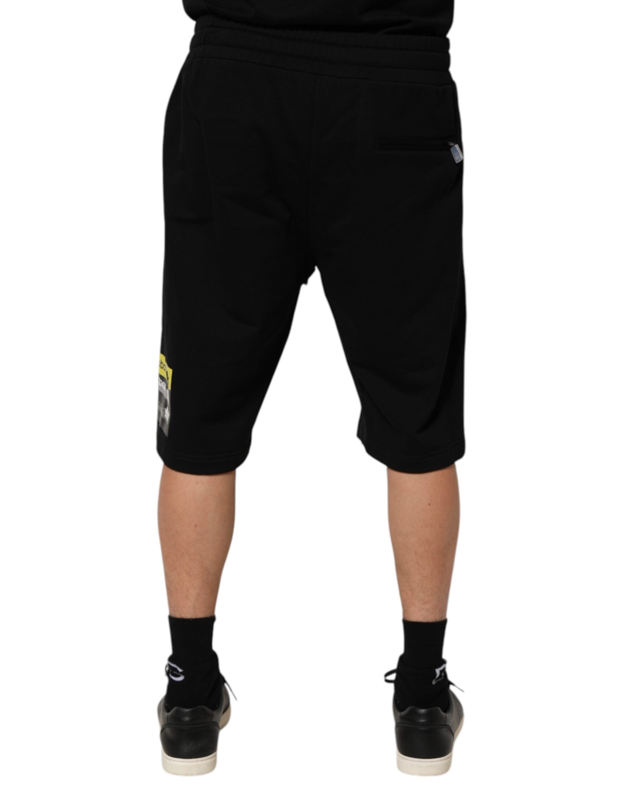 Dolce & Gabbana Schwarze Bermudashorts aus Baumwolle mit mittlerer Taille