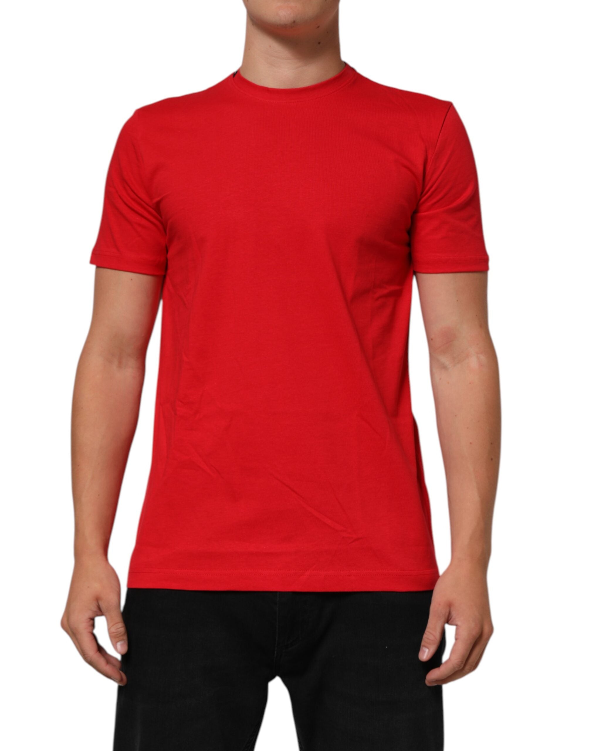 Dolce & Gabbana Rotes Goodluck 2023 Baumwoll-T-Shirt mit Rundhalsausschnitt