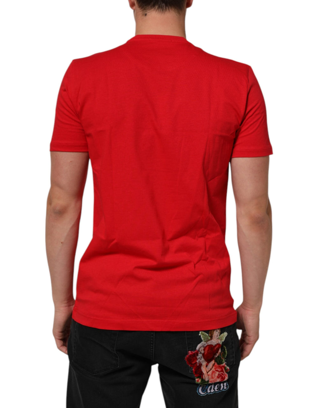 Dolce & Gabbana Rotes Goodluck 2023 Baumwoll-T-Shirt mit Rundhalsausschnitt