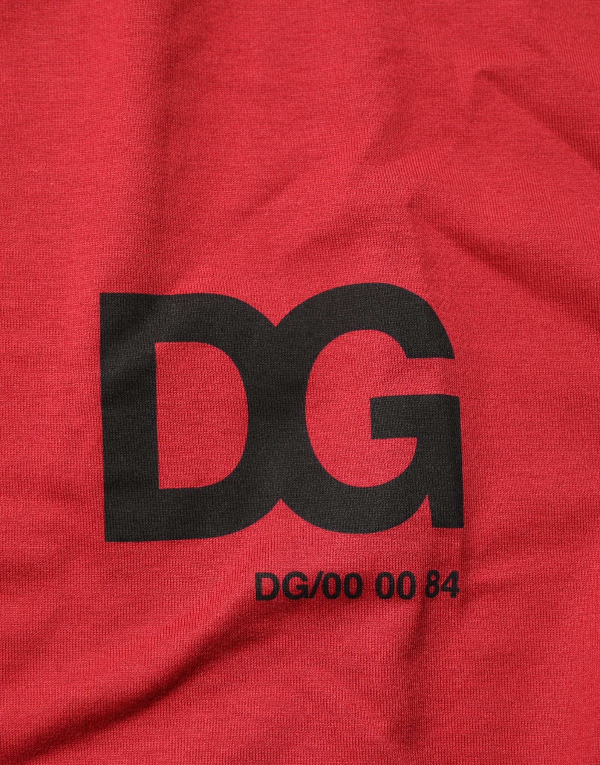 Dolce & Gabbana Rotes Kurzarm-T-Shirt mit Logodruck aus Baumwolle