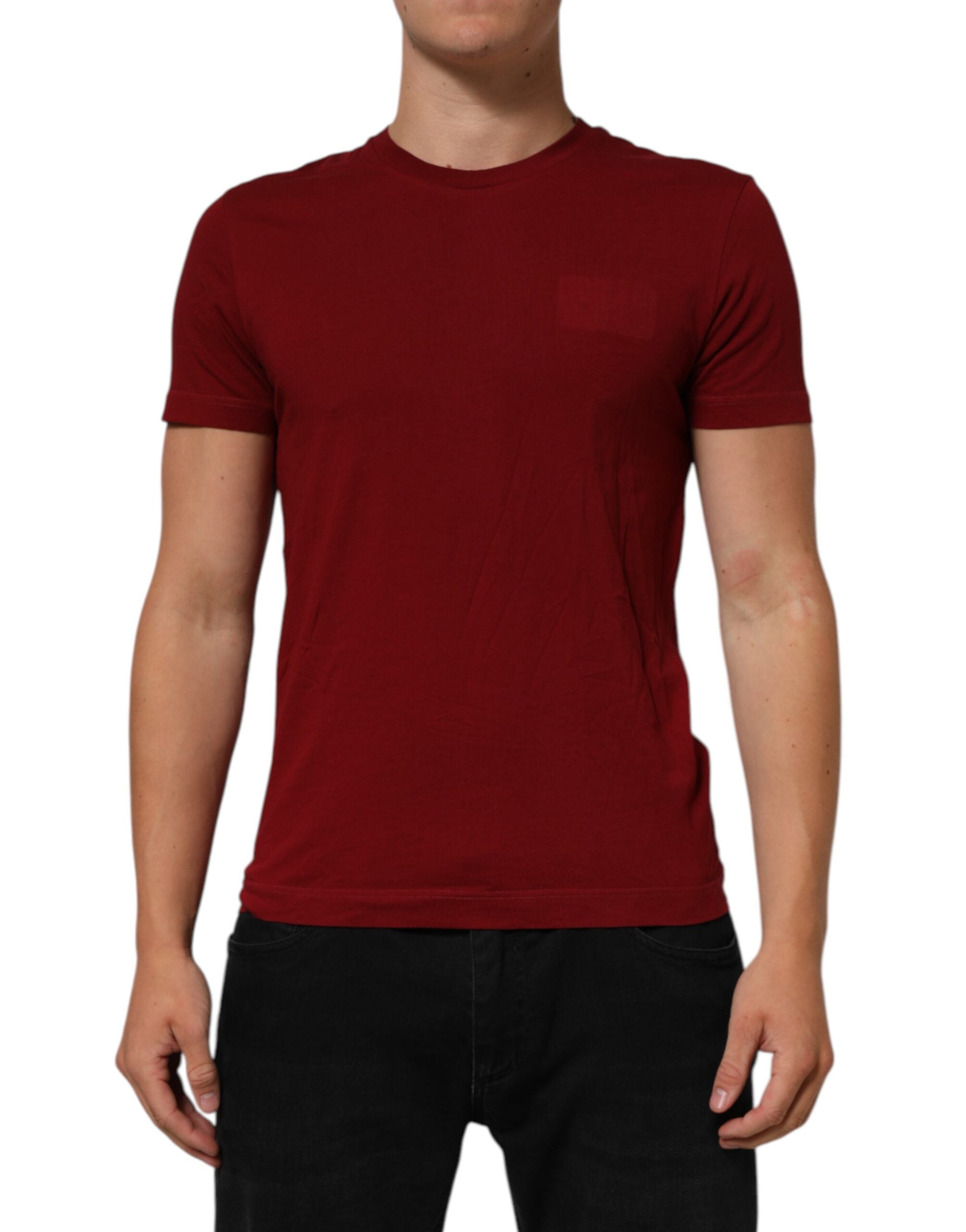 Dolce & Gabbana Maroon Logo Rundhalsausschnitt Kurzarm-T-Shirt