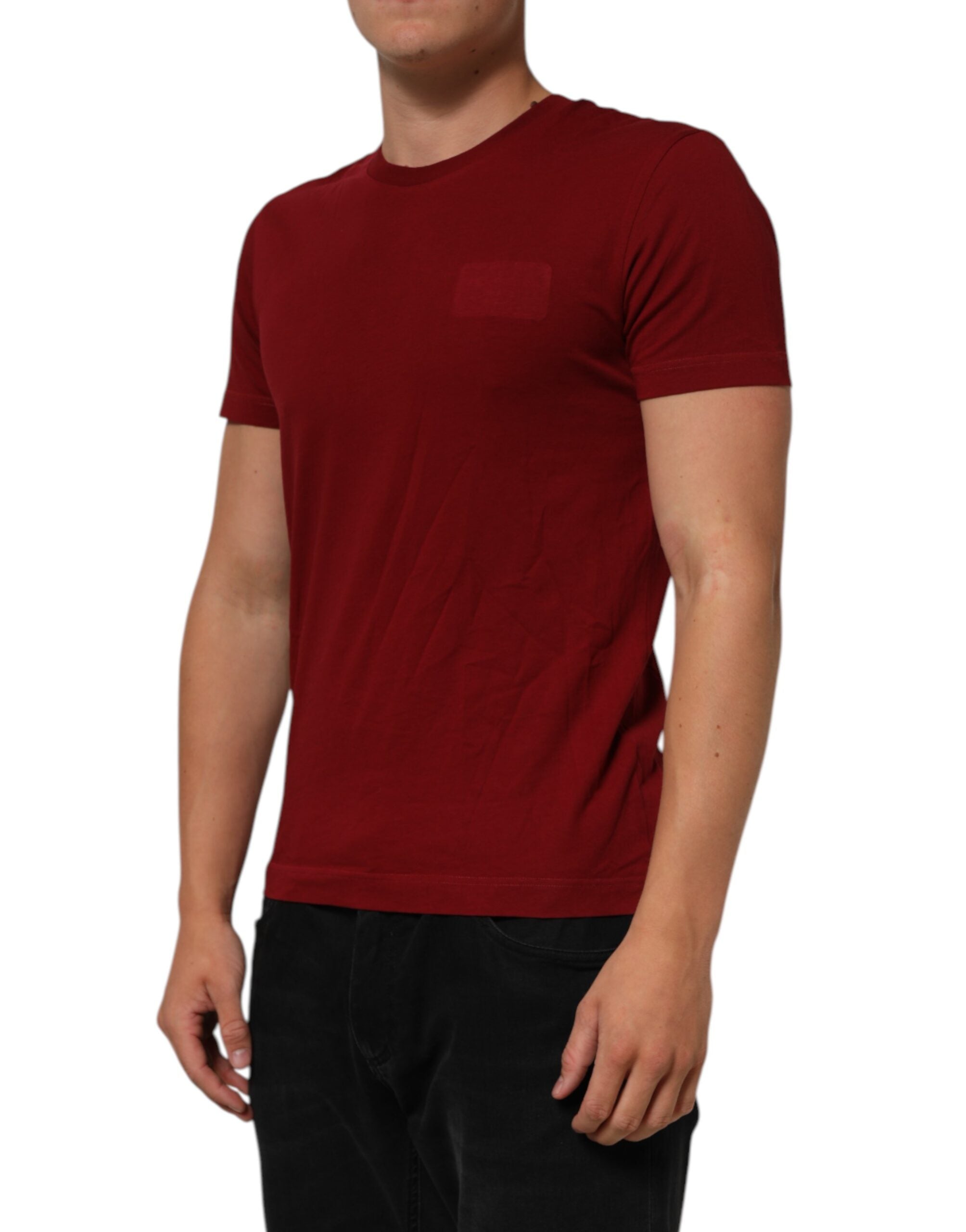 Dolce & Gabbana Maroon Logo Rundhalsausschnitt Kurzarm-T-Shirt