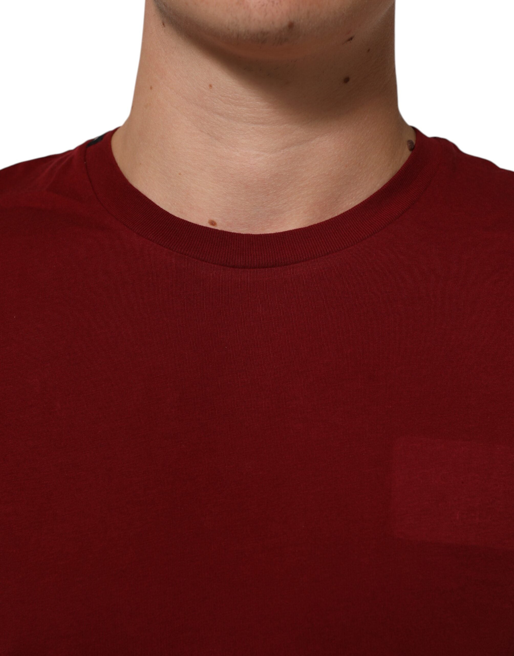 Dolce & Gabbana Maroon Logo Rundhalsausschnitt Kurzarm-T-Shirt