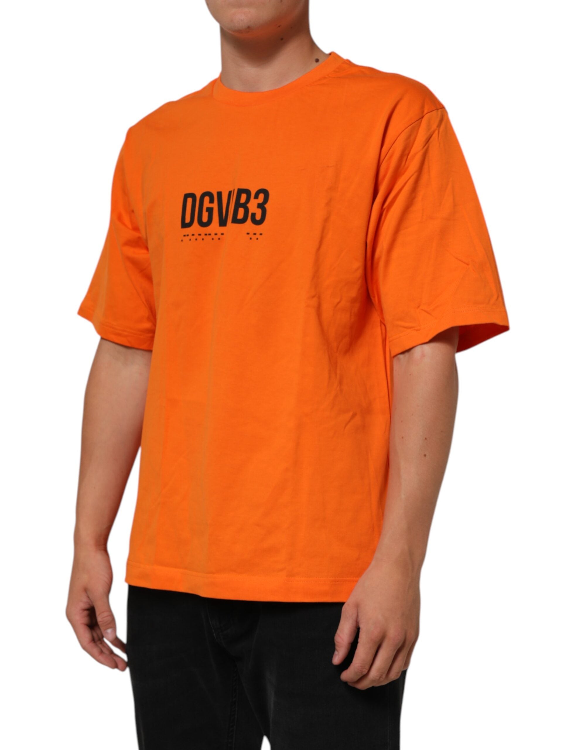 Dolce & Gabbana Orange DGVIB3 T-Shirt mit Rundhalsausschnitt und kurzen Ärmeln