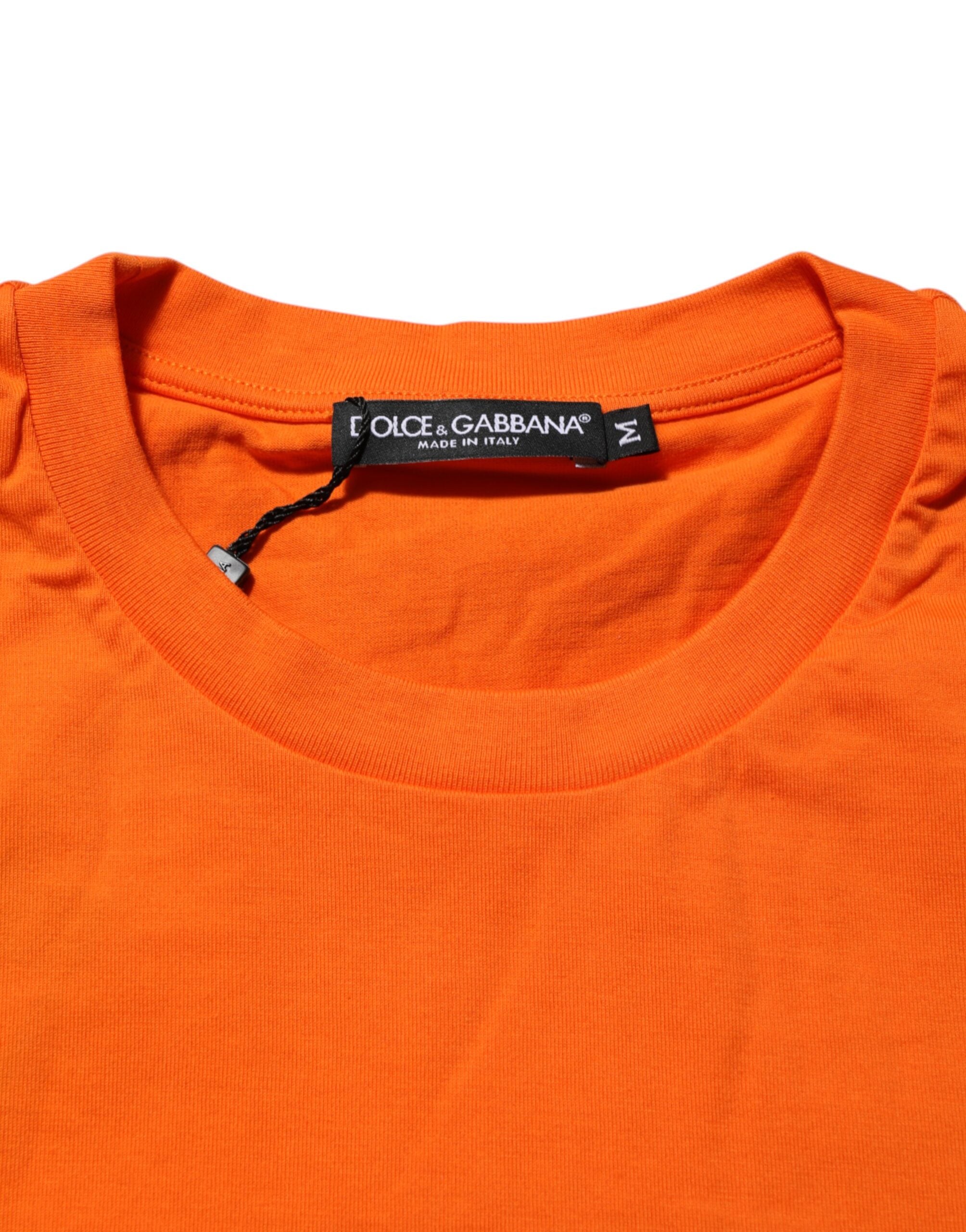 Dolce & Gabbana Orange DGVIB3 T-Shirt mit Rundhalsausschnitt und kurzen Ärmeln