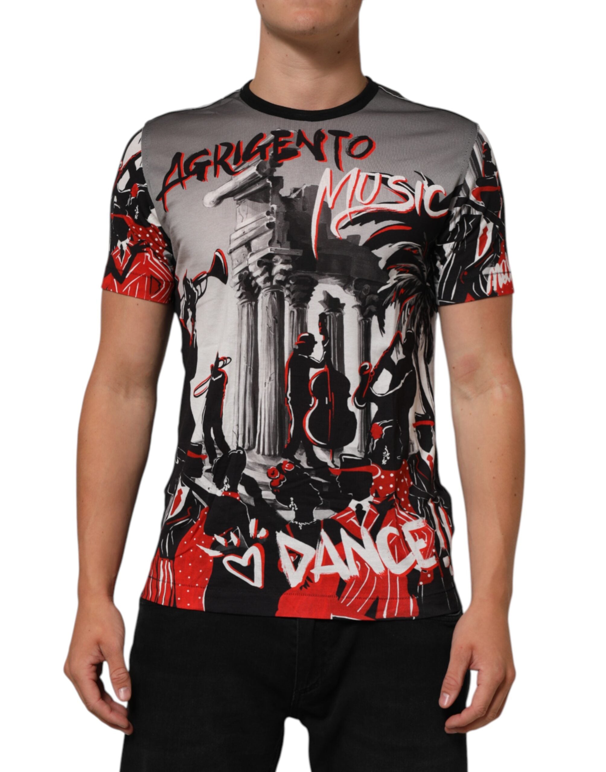 Dolce & Gabbana Multicolor Agrigento Tanz Jazz Musik Print T-Shirt