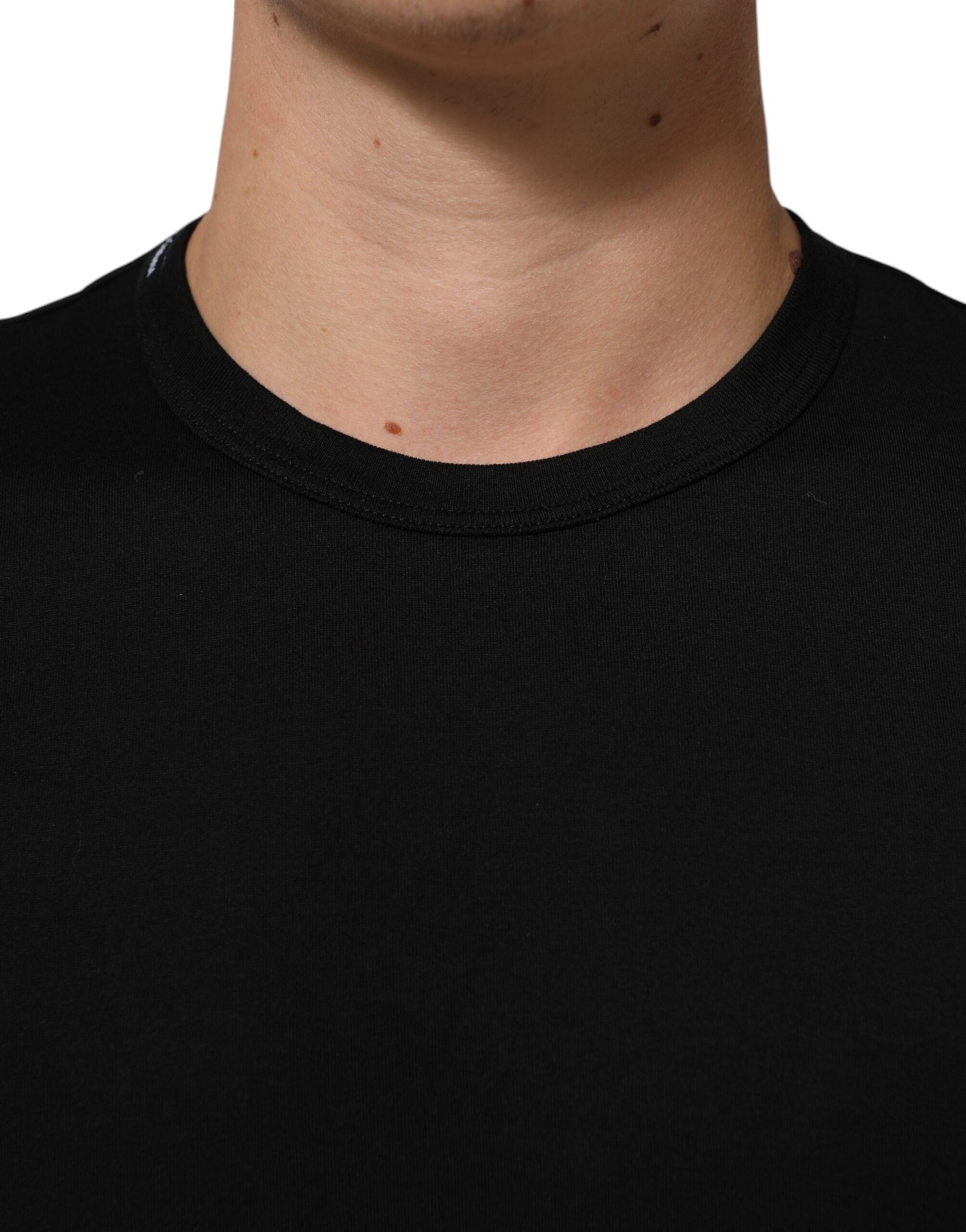 Dolce & Gabbana Schwarzes Goodluck 2021 Baumwoll-T-Shirt mit Rundhalsausschnitt