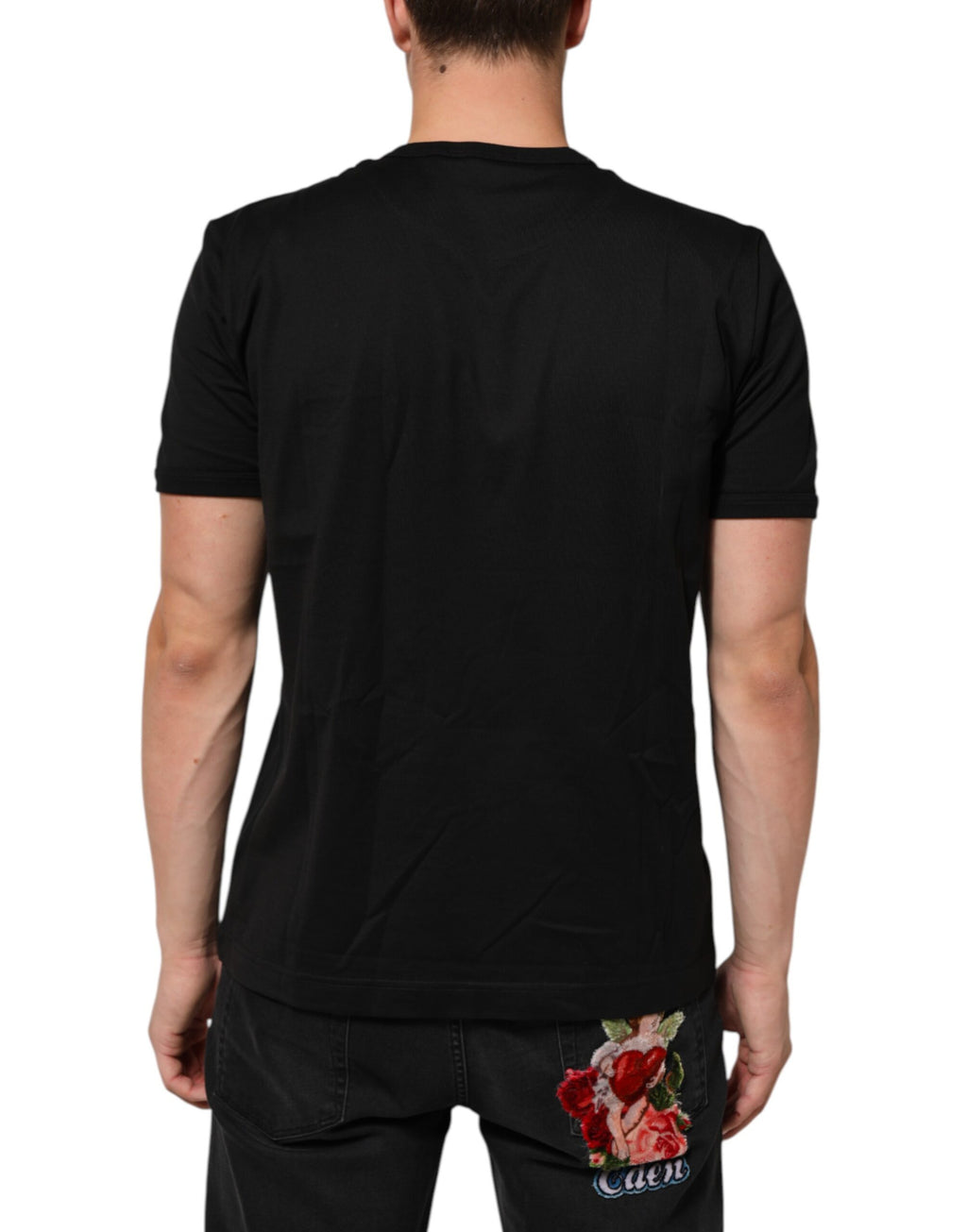 Dolce & Gabbana Schwarzes Goodluck 2021 Baumwoll-T-Shirt mit Rundhalsausschnitt