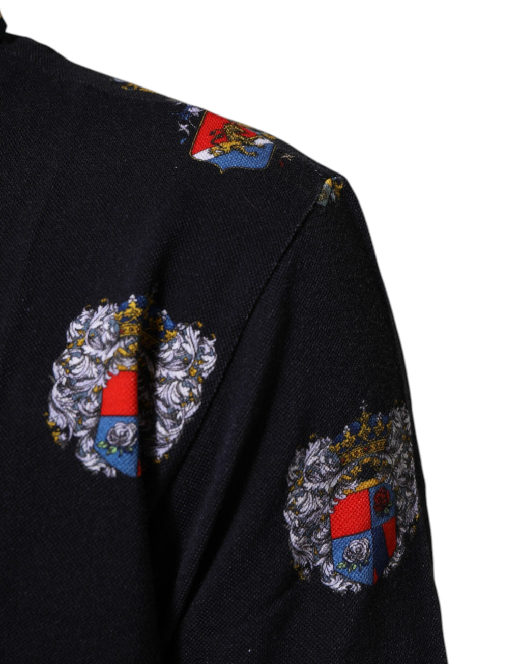 Dolce & Gabbana Blaues Polohemd mit Wappendruck T-shirt