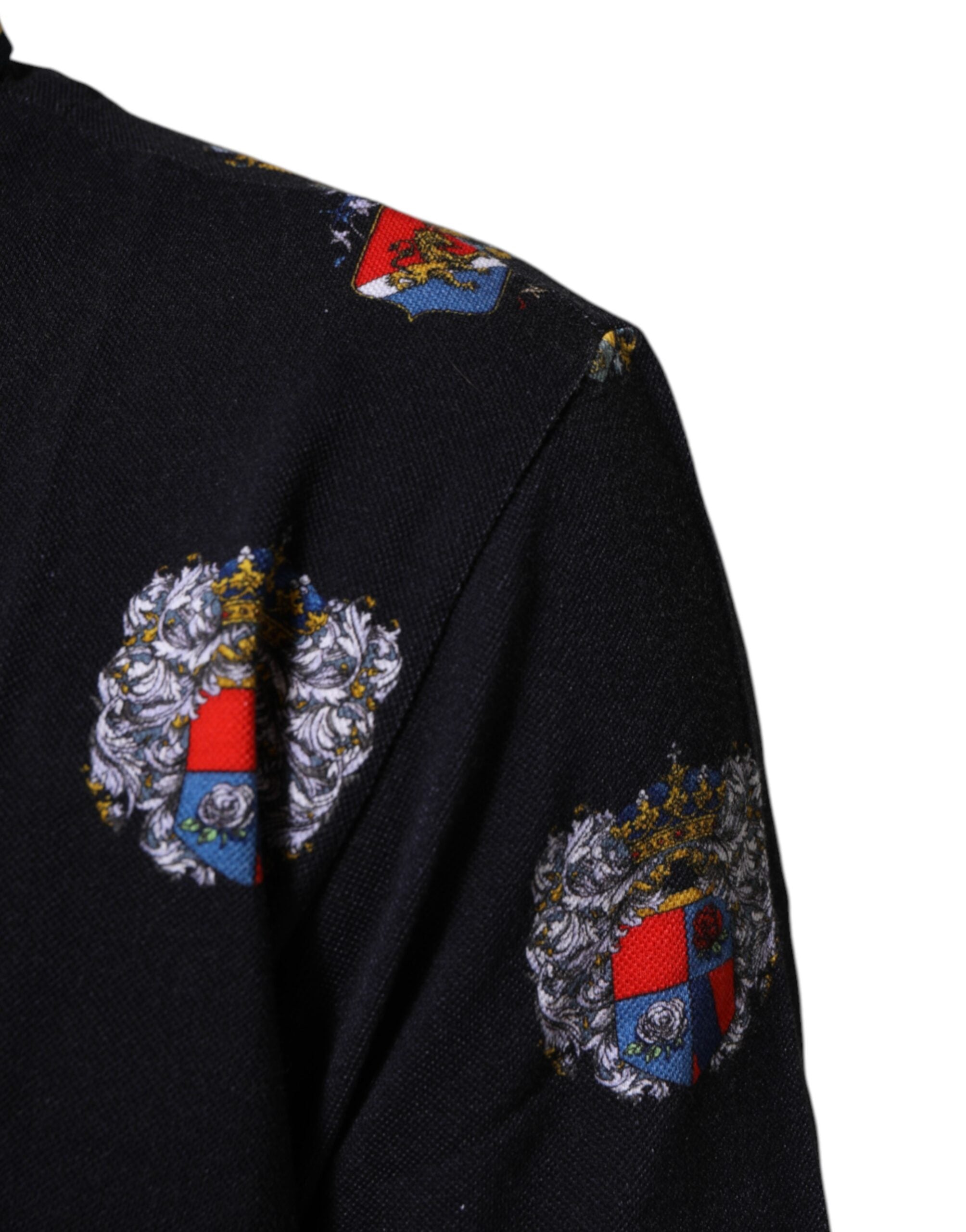 Dolce & Gabbana Blaues Polohemd mit Wappendruck T-shirt