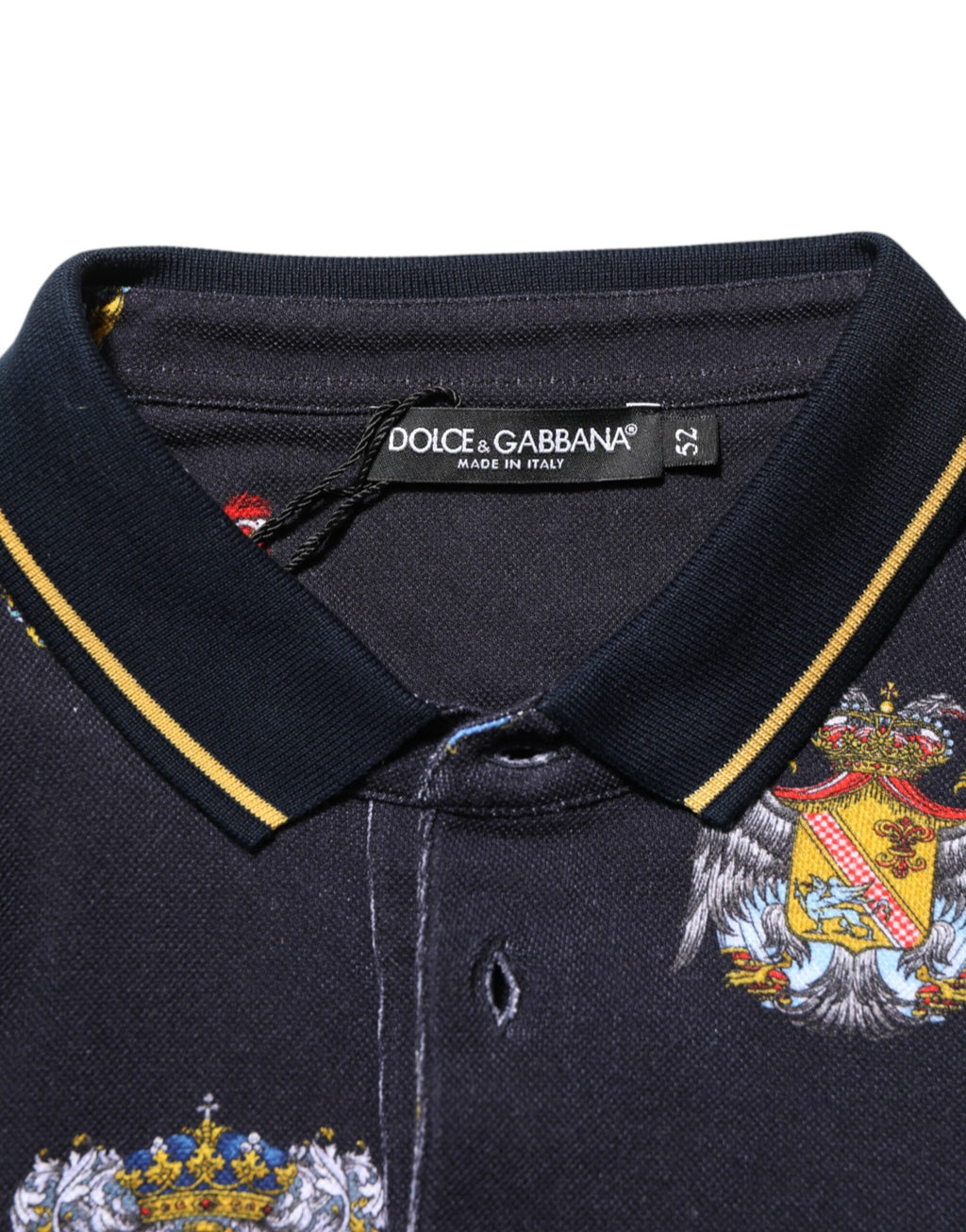 Dolce & Gabbana Blaues Polohemd mit Wappendruck T-shirt