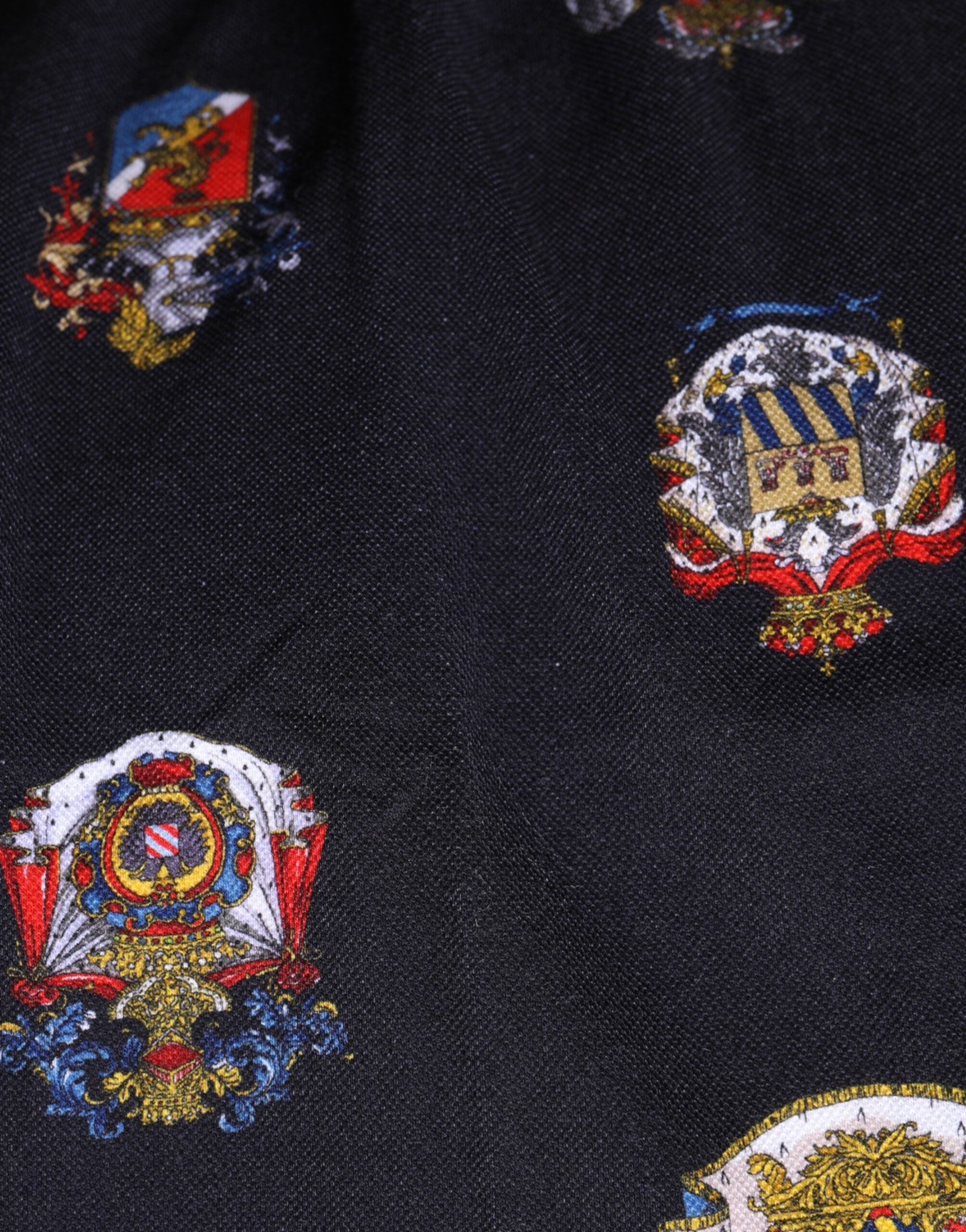 Dolce & Gabbana Blaues Polohemd mit Wappendruck T-shirt